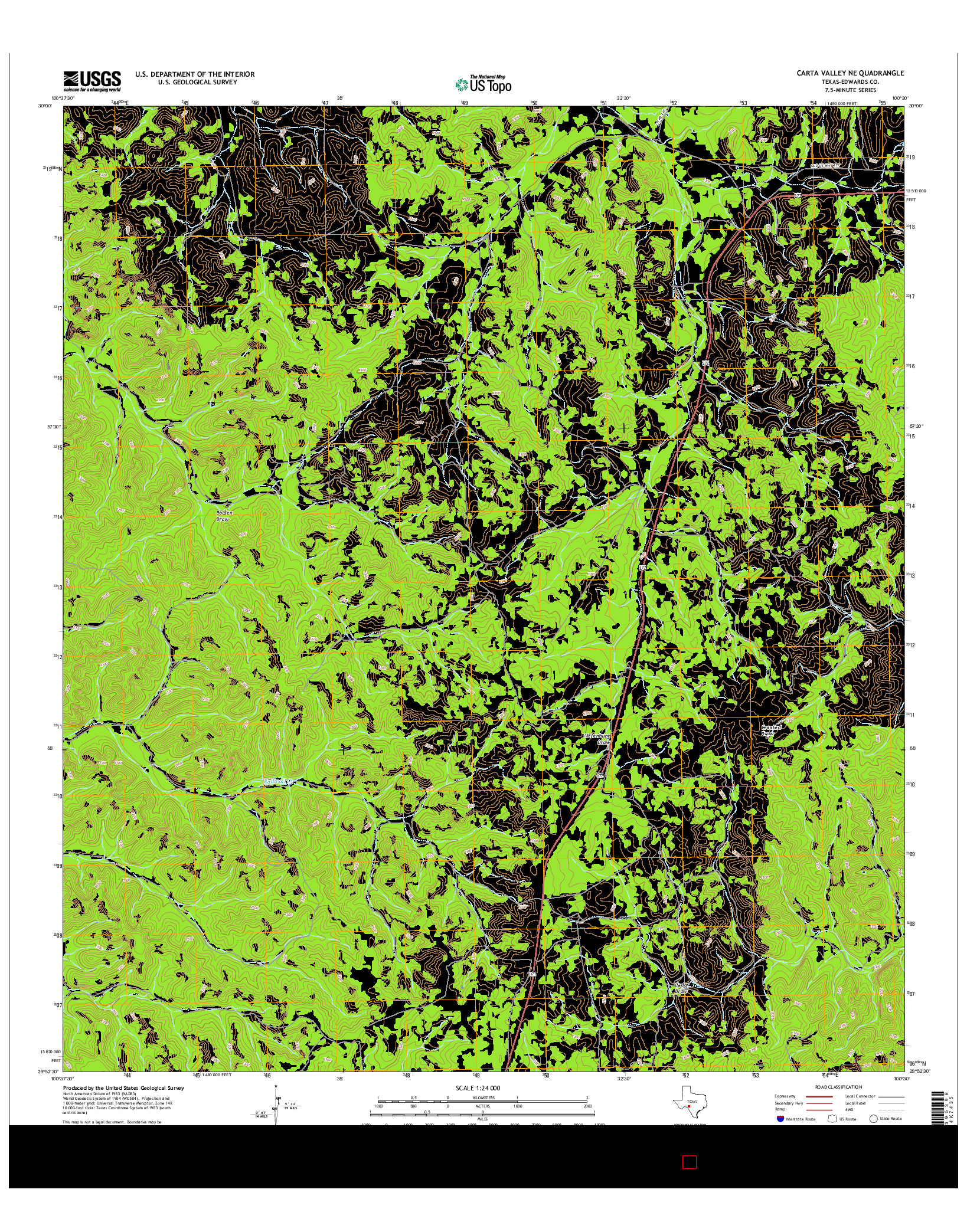 USGS US TOPO 7.5-MINUTE MAP FOR CARTA VALLEY NE, TX 2016