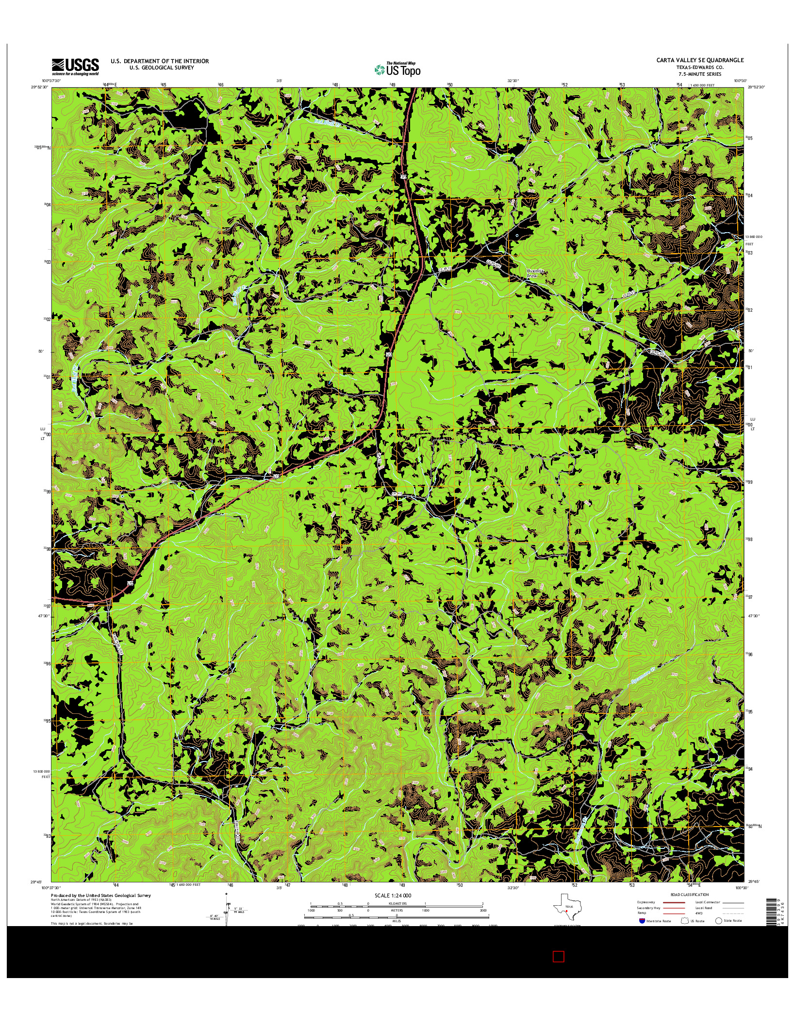 USGS US TOPO 7.5-MINUTE MAP FOR CARTA VALLEY SE, TX 2016