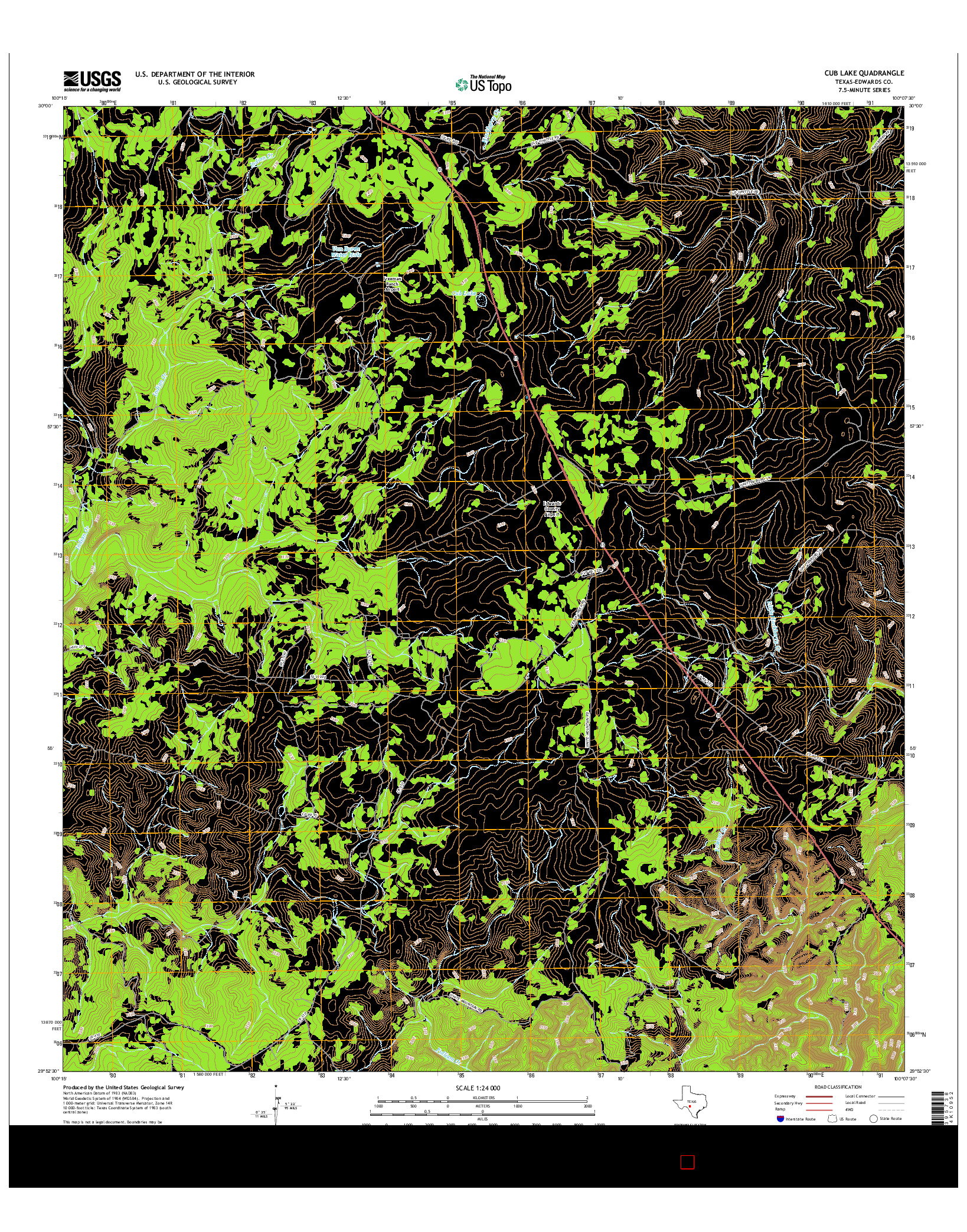 USGS US TOPO 7.5-MINUTE MAP FOR CUB LAKE, TX 2016