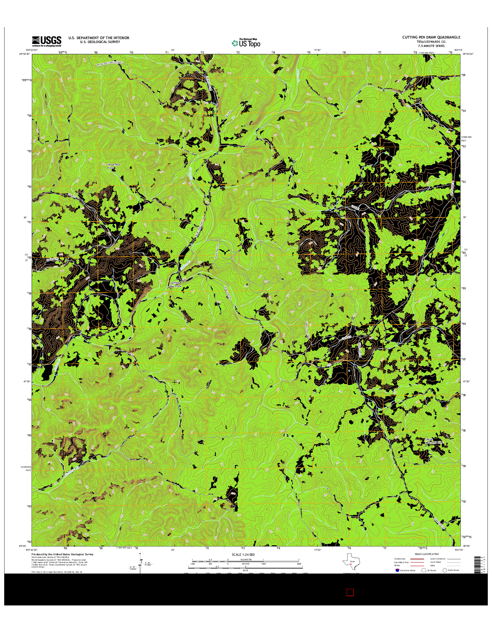 USGS US TOPO 7.5-MINUTE MAP FOR CUTTING PEN DRAW, TX 2016