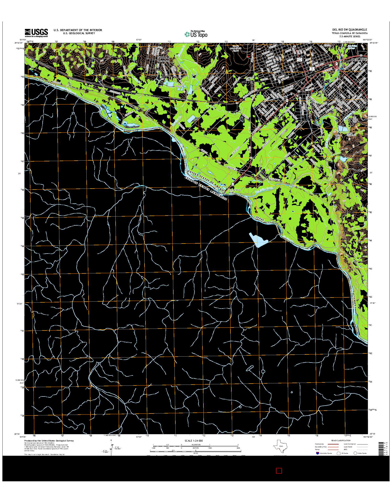 USGS US TOPO 7.5-MINUTE MAP FOR DEL RIO SW, TX-COA 2016