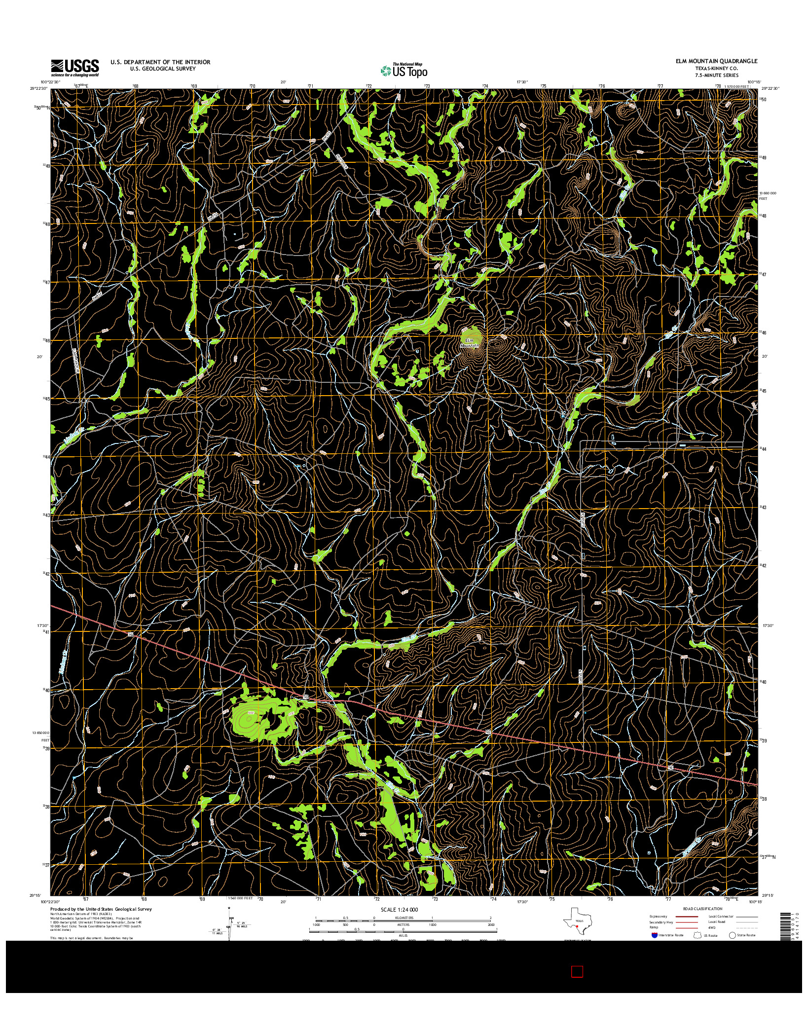 USGS US TOPO 7.5-MINUTE MAP FOR ELM MOUNTAIN, TX 2016