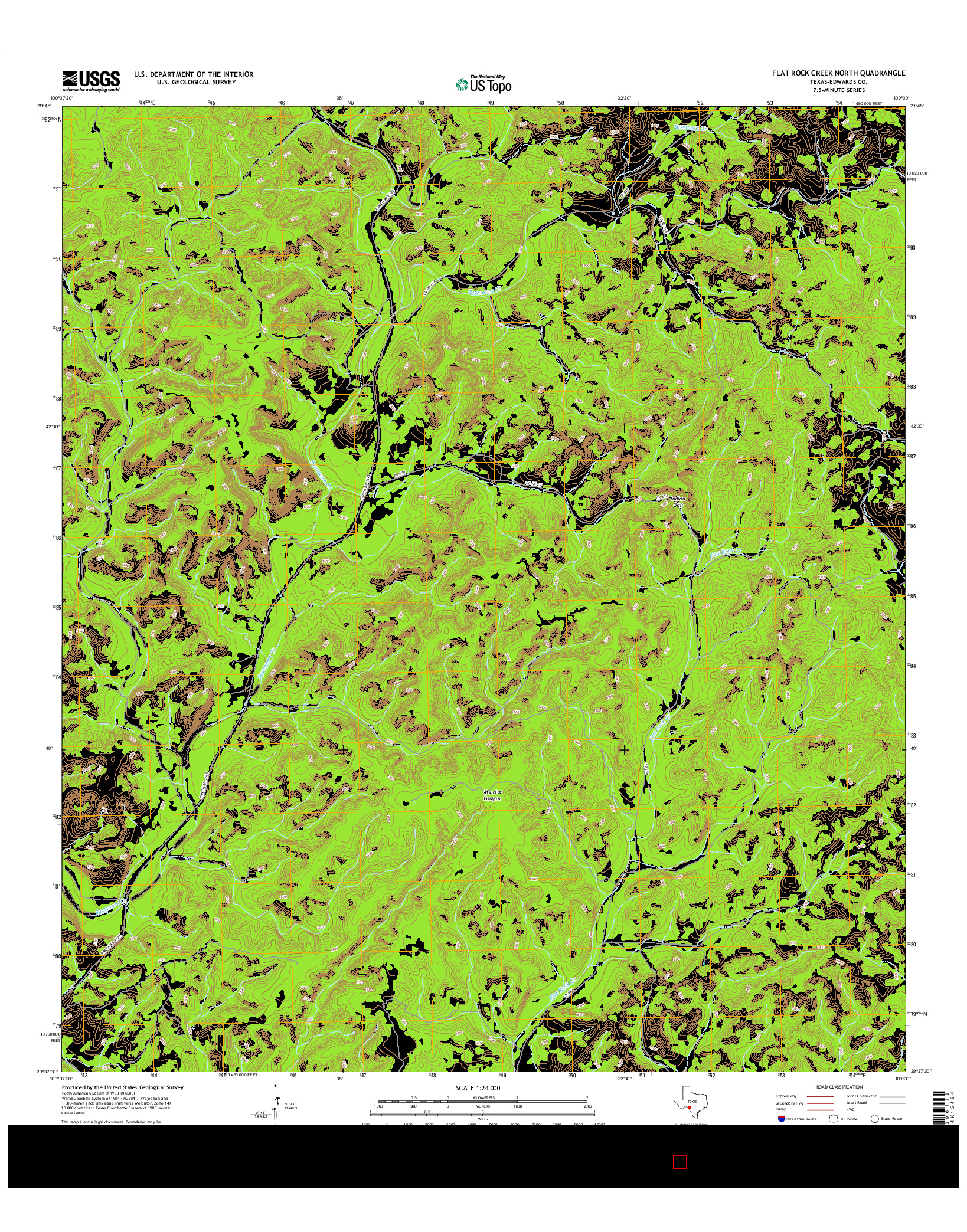 USGS US TOPO 7.5-MINUTE MAP FOR FLAT ROCK CREEK NORTH, TX 2016