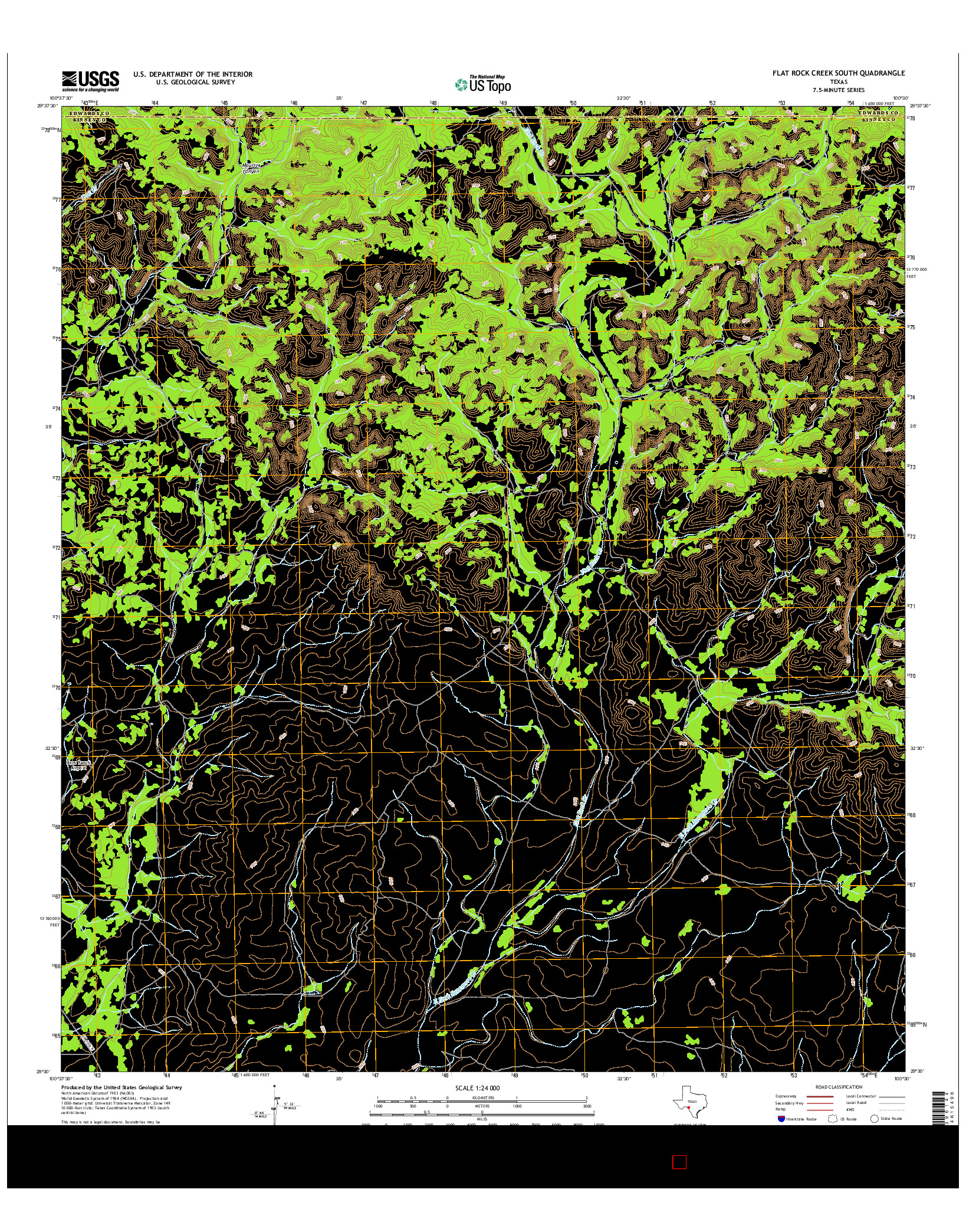 USGS US TOPO 7.5-MINUTE MAP FOR FLAT ROCK CREEK SOUTH, TX 2016