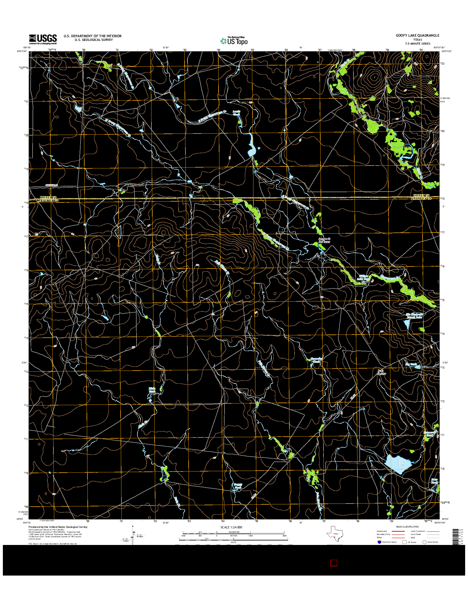 USGS US TOPO 7.5-MINUTE MAP FOR GOOFY LAKE, TX 2016