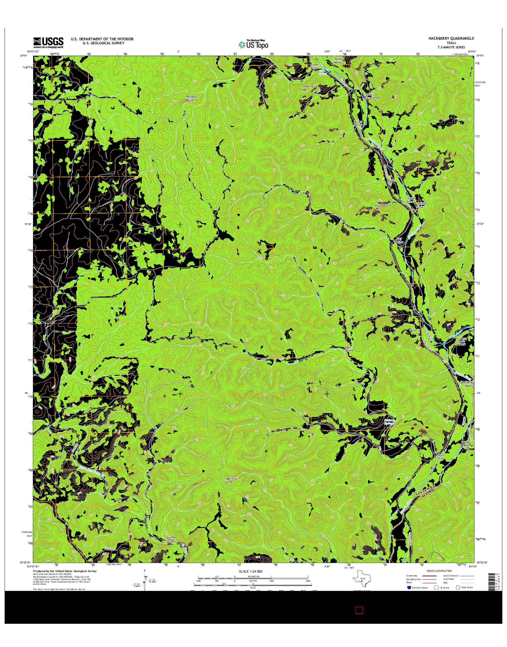 USGS US TOPO 7.5-MINUTE MAP FOR HACKBERRY, TX 2016