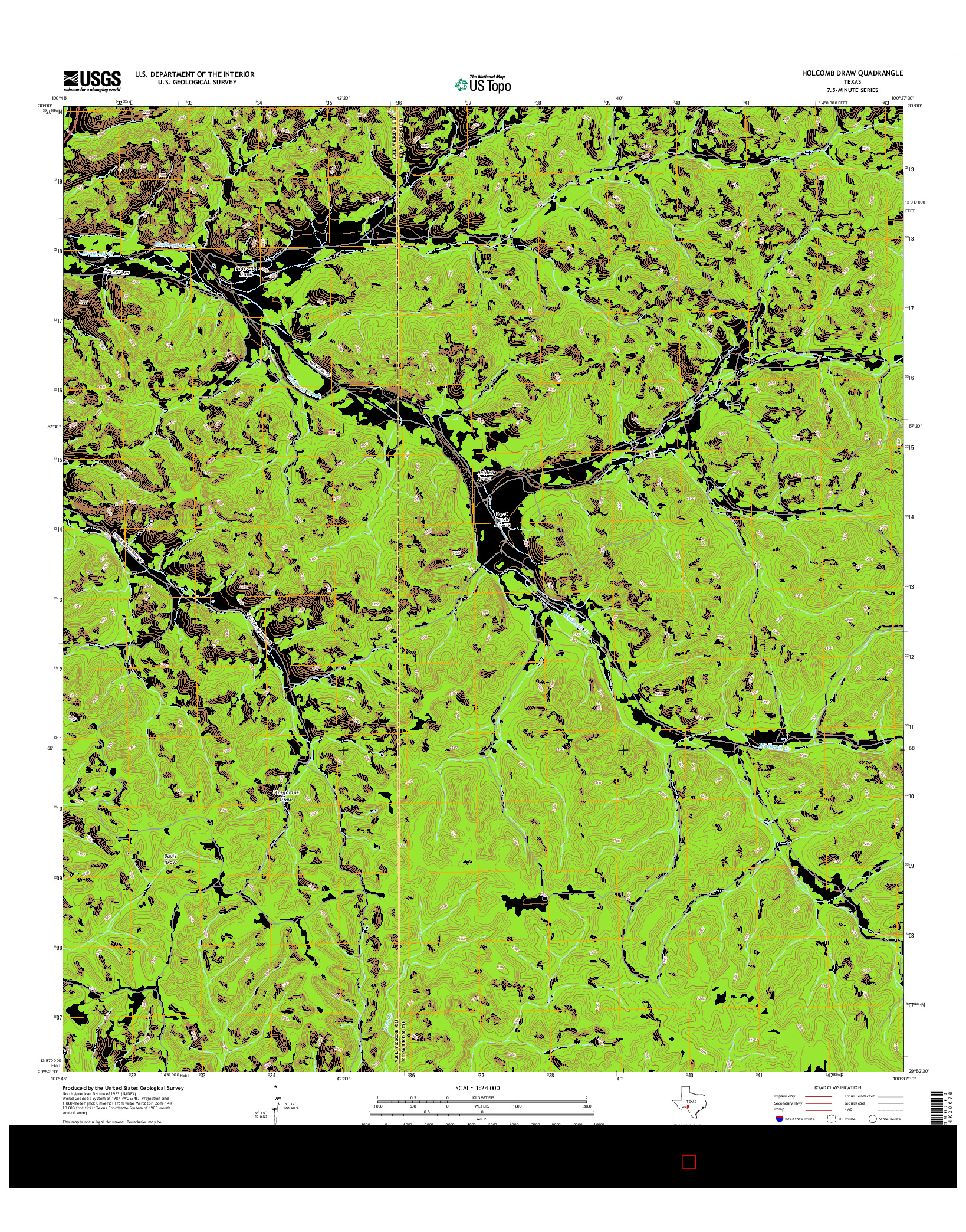 USGS US TOPO 7.5-MINUTE MAP FOR HOLCOMB DRAW, TX 2016