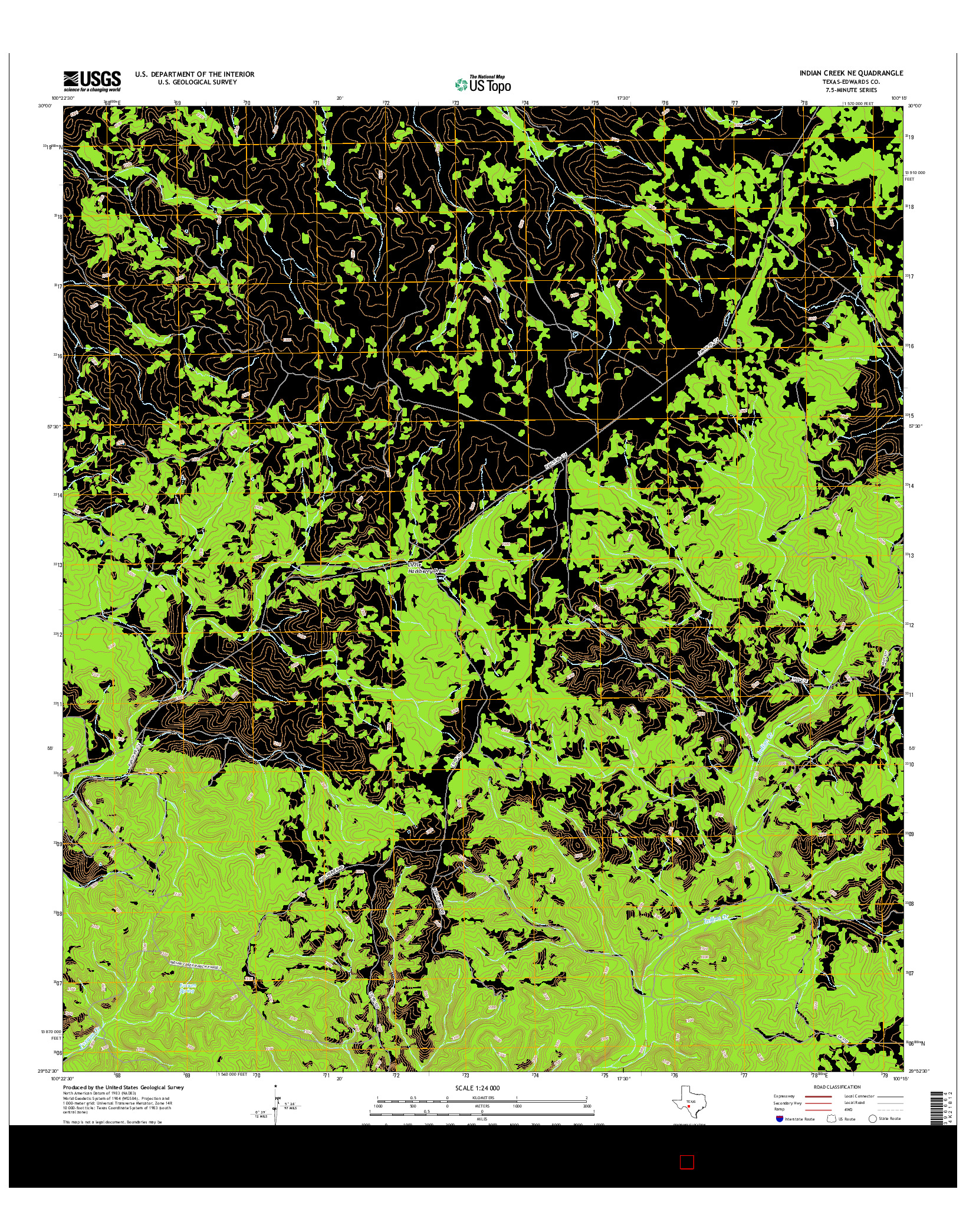 USGS US TOPO 7.5-MINUTE MAP FOR INDIAN CREEK NE, TX 2016