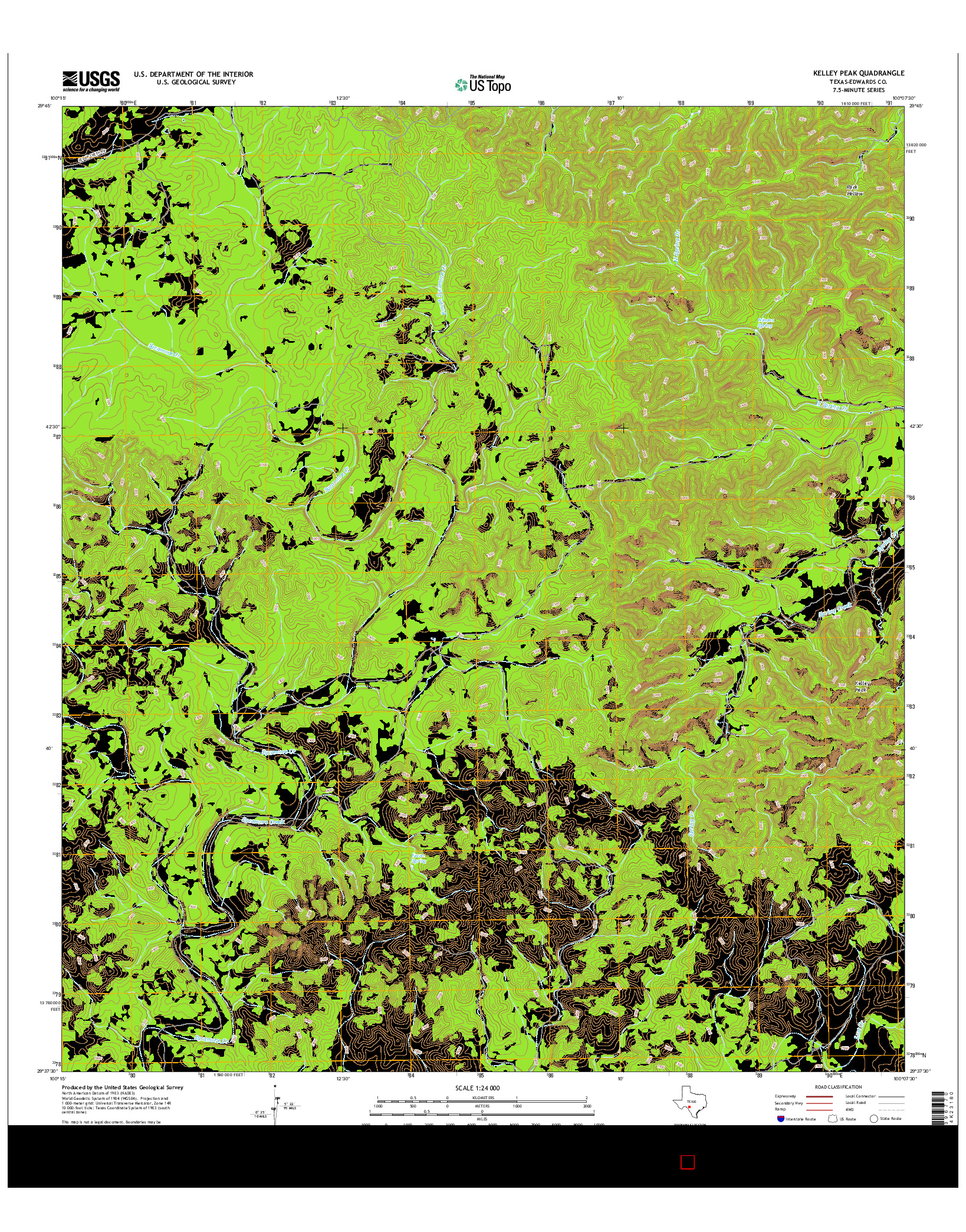 USGS US TOPO 7.5-MINUTE MAP FOR KELLEY PEAK, TX 2016