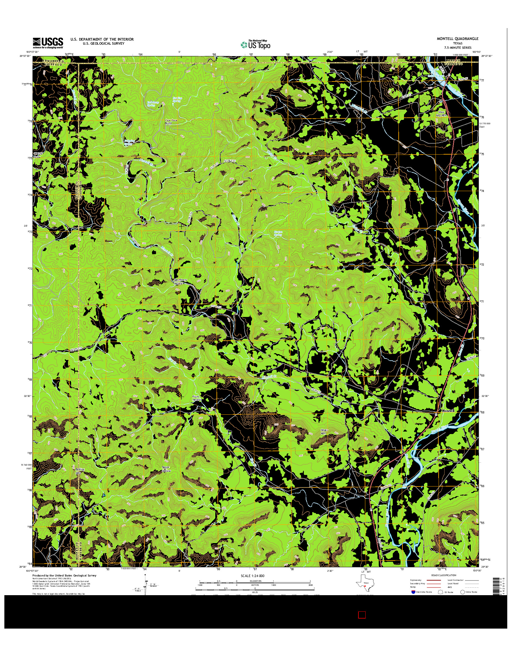 USGS US TOPO 7.5-MINUTE MAP FOR MONTELL, TX 2016