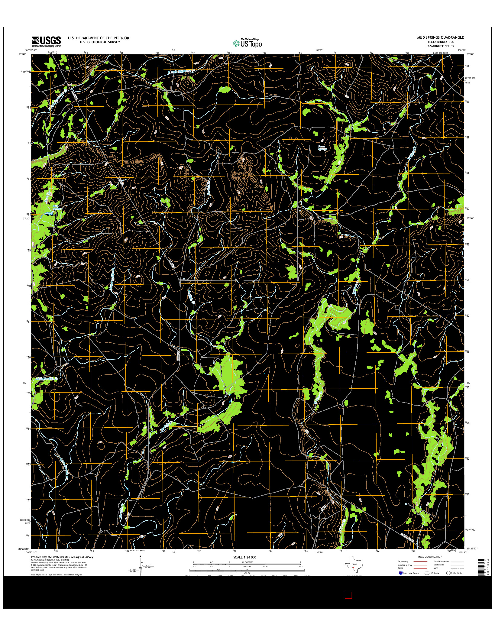 USGS US TOPO 7.5-MINUTE MAP FOR MUD SPRINGS, TX 2016