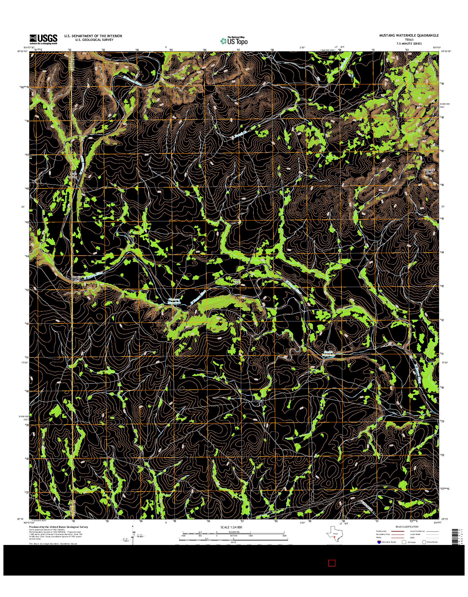 USGS US TOPO 7.5-MINUTE MAP FOR MUSTANG WATERHOLE, TX 2016