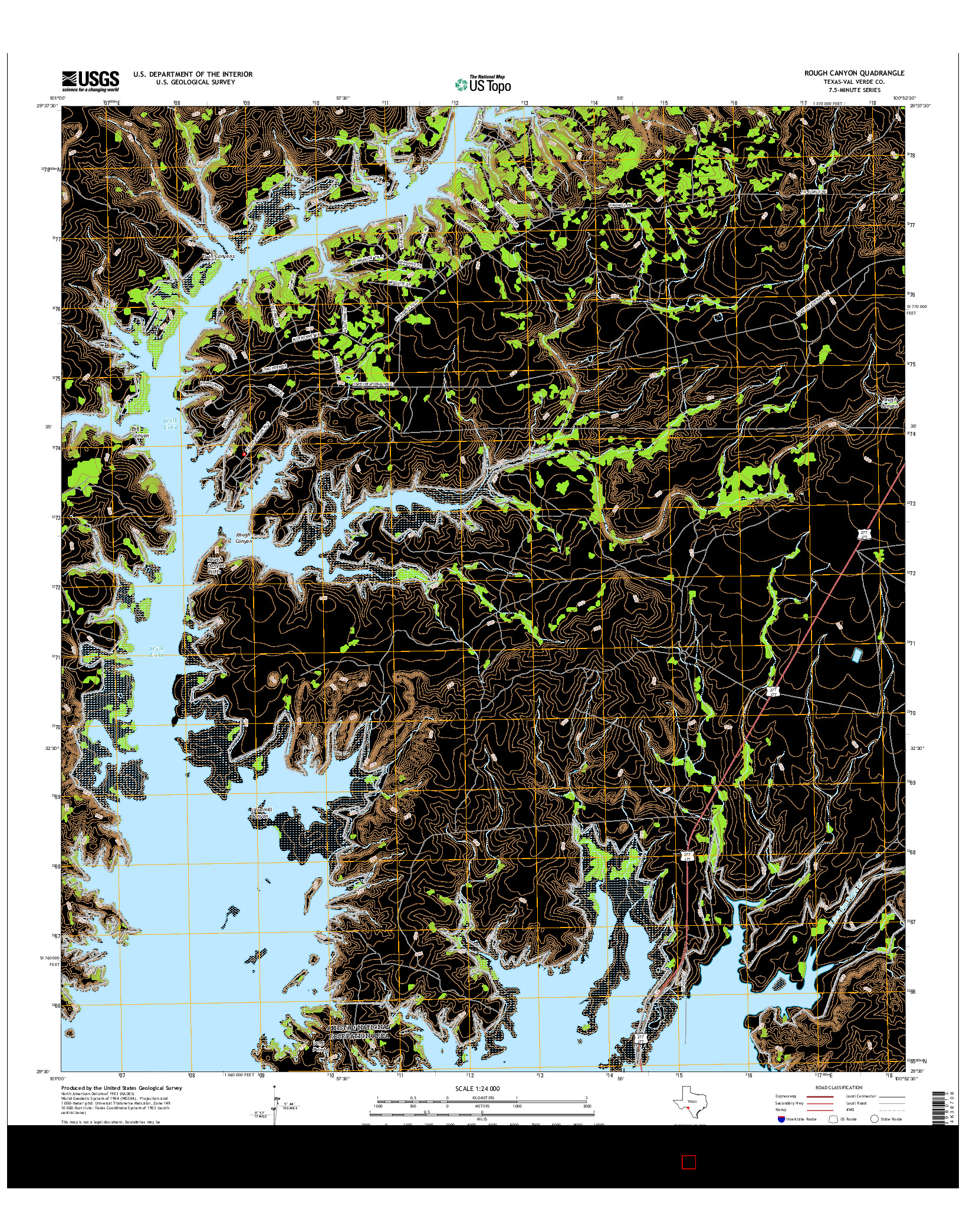 USGS US TOPO 7.5-MINUTE MAP FOR ROUGH CANYON, TX 2016