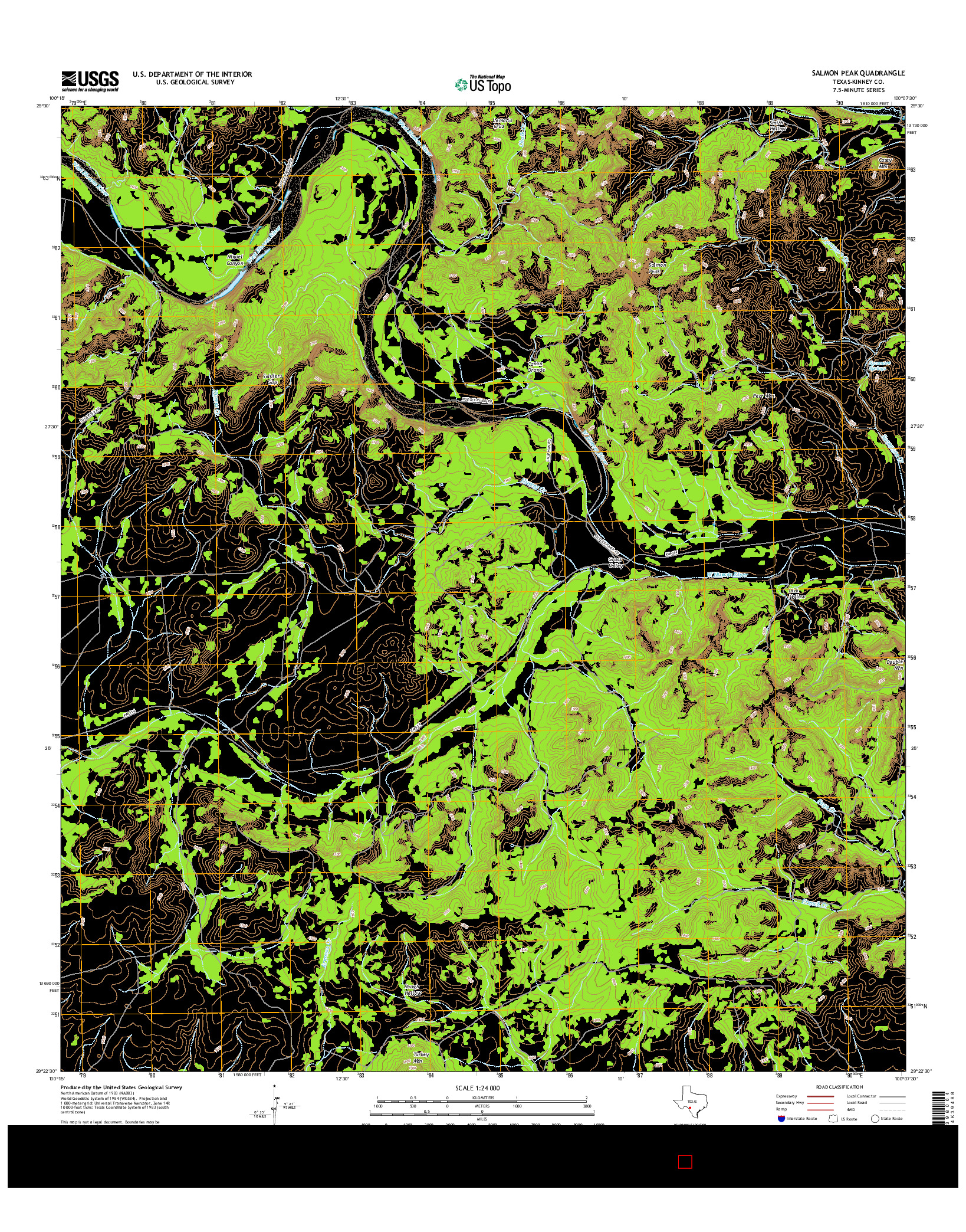 USGS US TOPO 7.5-MINUTE MAP FOR SALMON PEAK, TX 2016