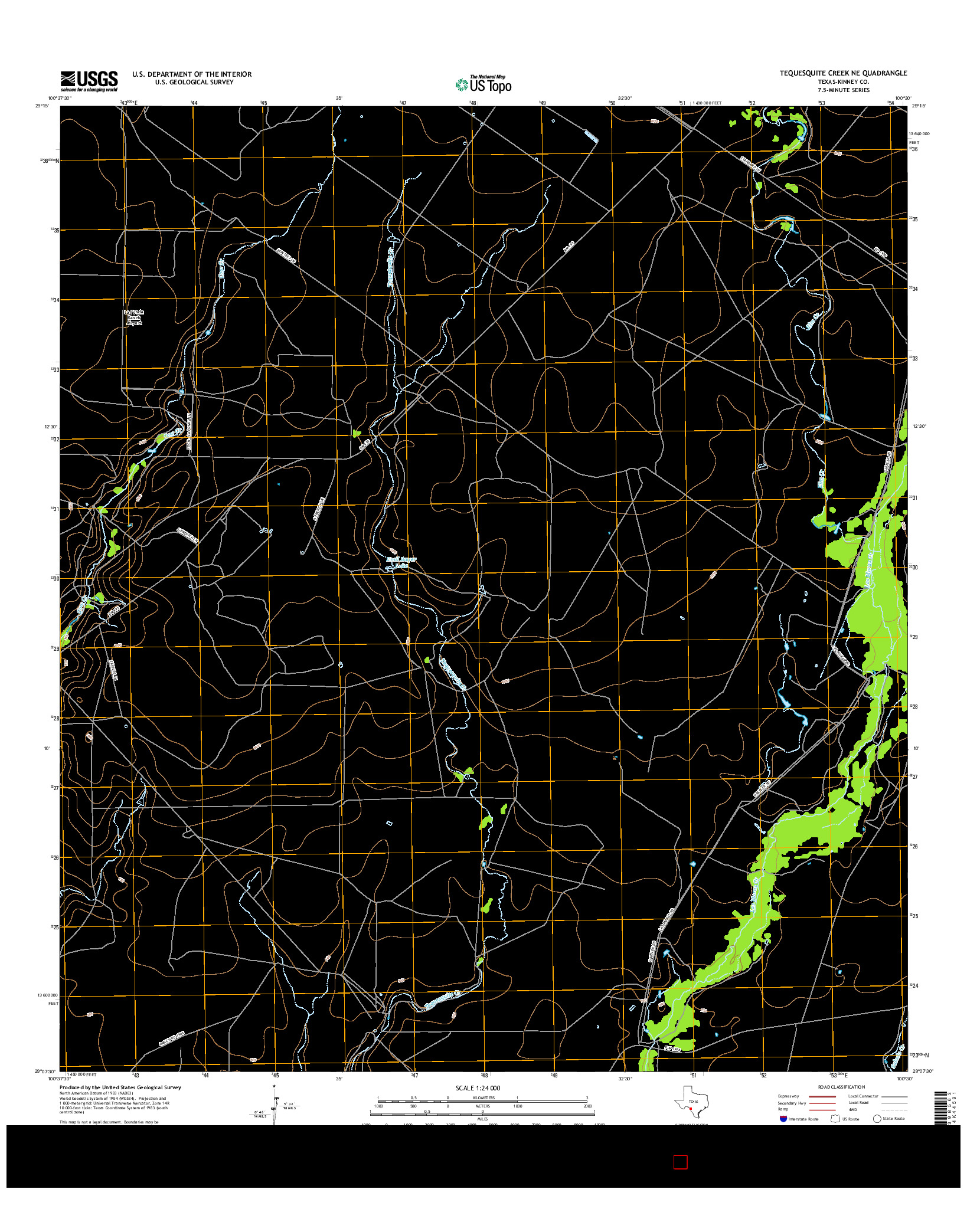 USGS US TOPO 7.5-MINUTE MAP FOR TEQUESQUITE CREEK NE, TX 2016