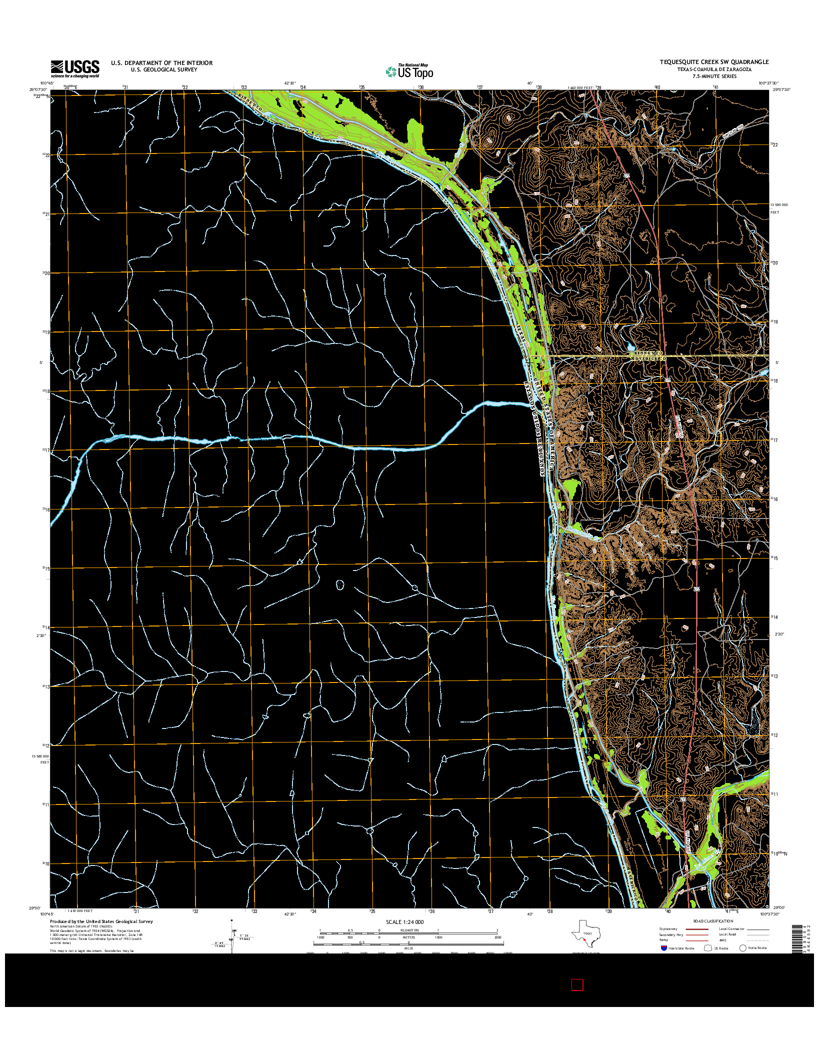 USGS US TOPO 7.5-MINUTE MAP FOR TEQUESQUITE CREEK SW, TX-COA 2016