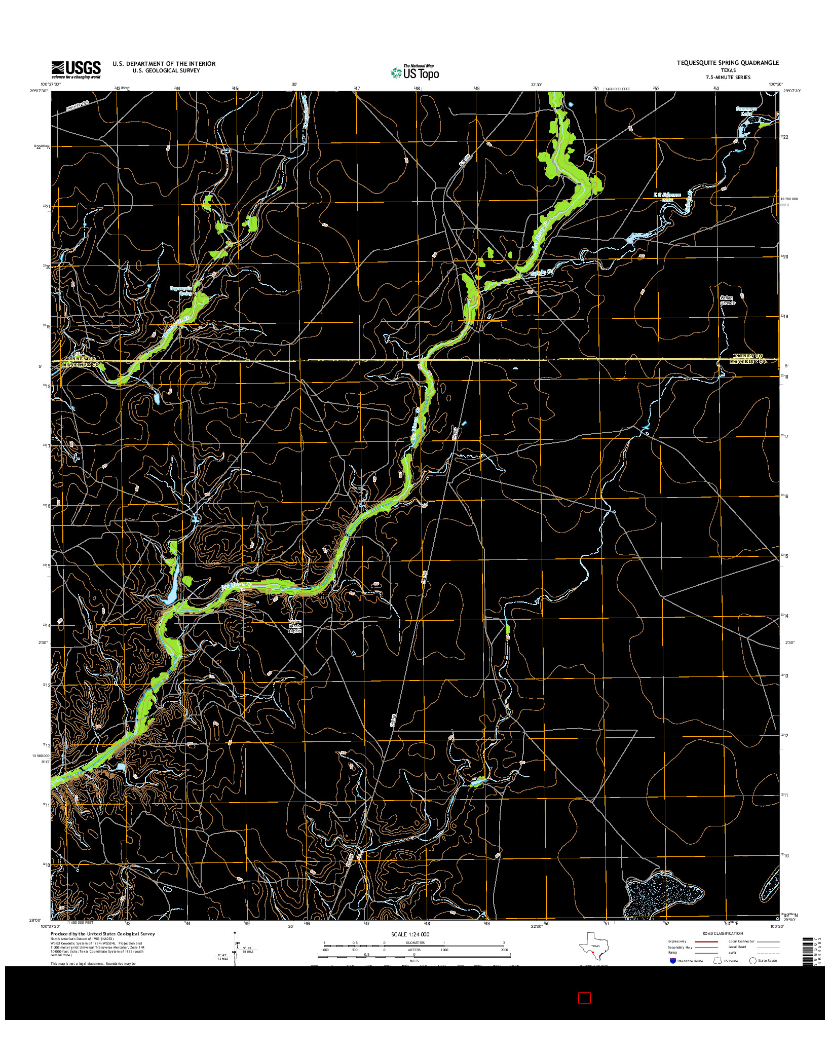 USGS US TOPO 7.5-MINUTE MAP FOR TEQUESQUITE SPRING, TX 2016