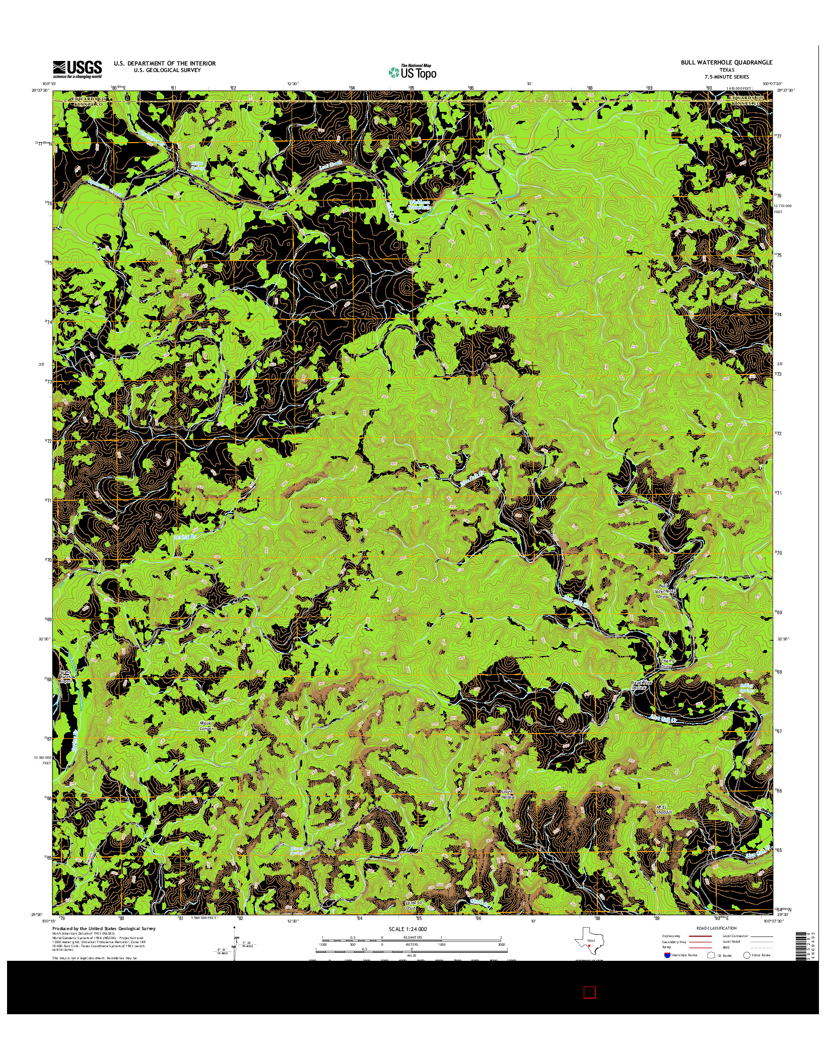 USGS US TOPO 7.5-MINUTE MAP FOR BULL WATERHOLE, TX 2016