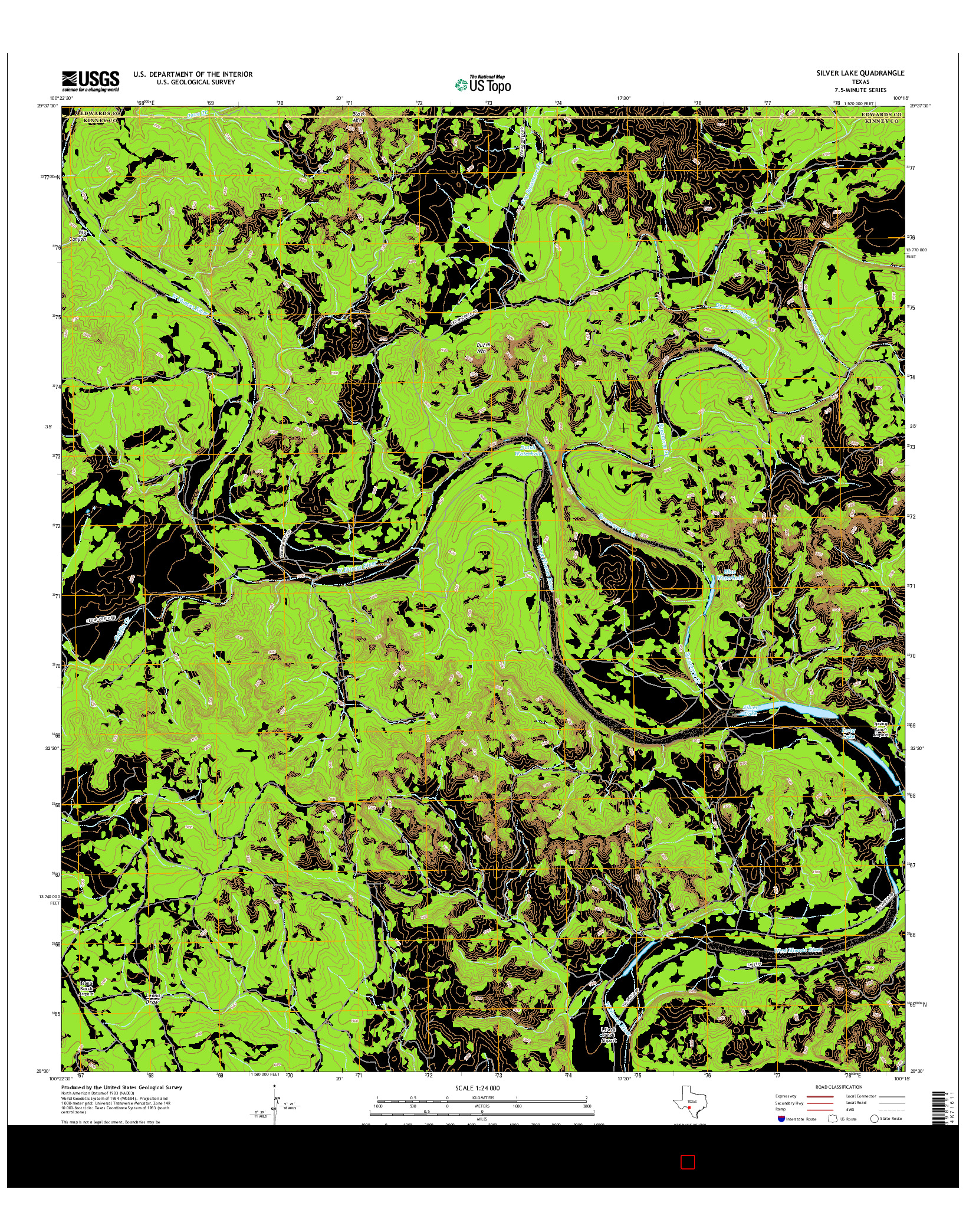 USGS US TOPO 7.5-MINUTE MAP FOR SILVER LAKE, TX 2016