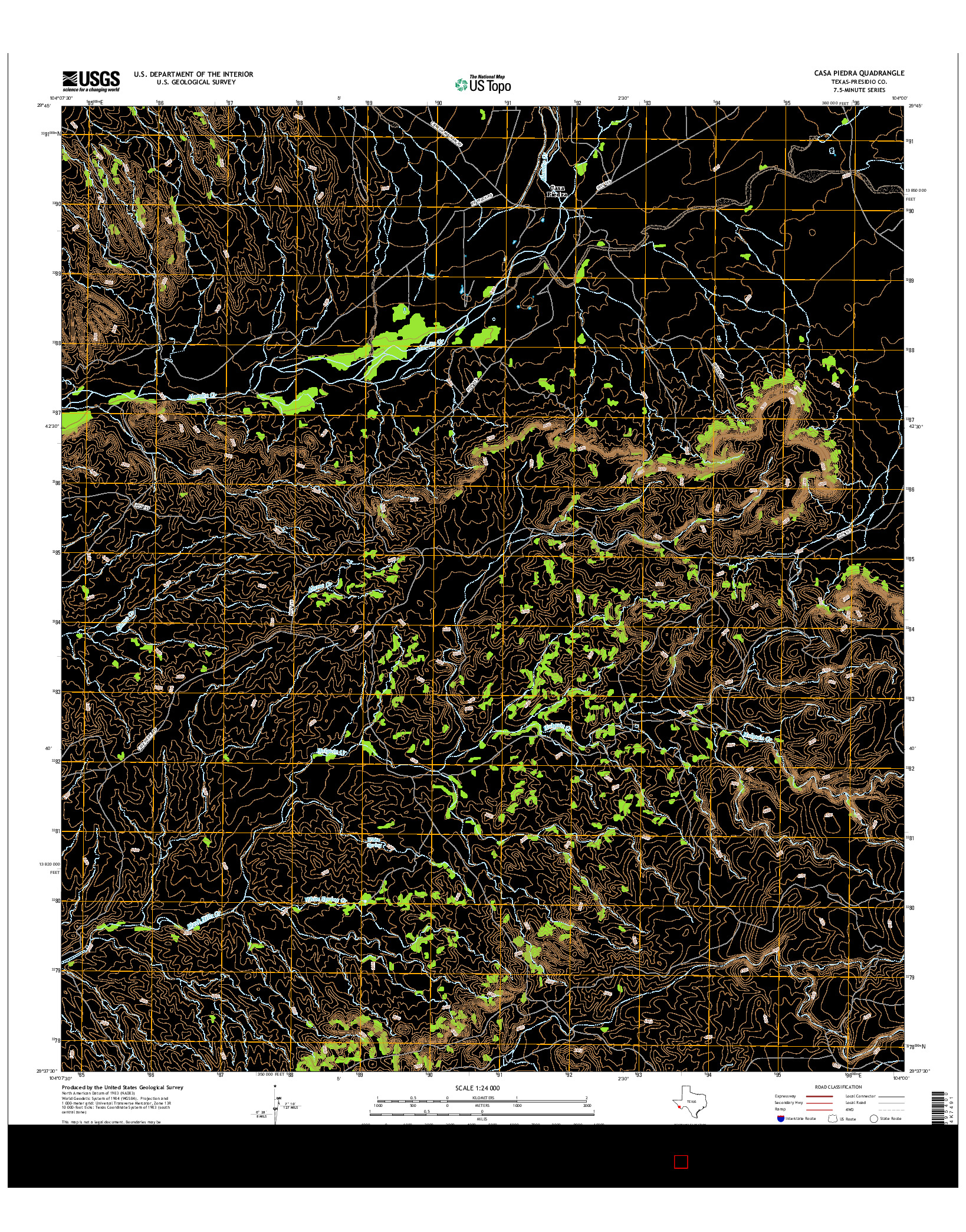 USGS US TOPO 7.5-MINUTE MAP FOR CASA PIEDRA, TX 2016