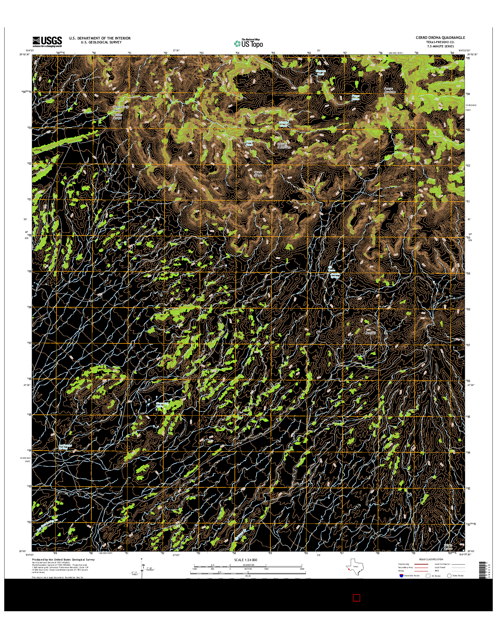 USGS US TOPO 7.5-MINUTE MAP FOR CERRO ORONA, TX 2016