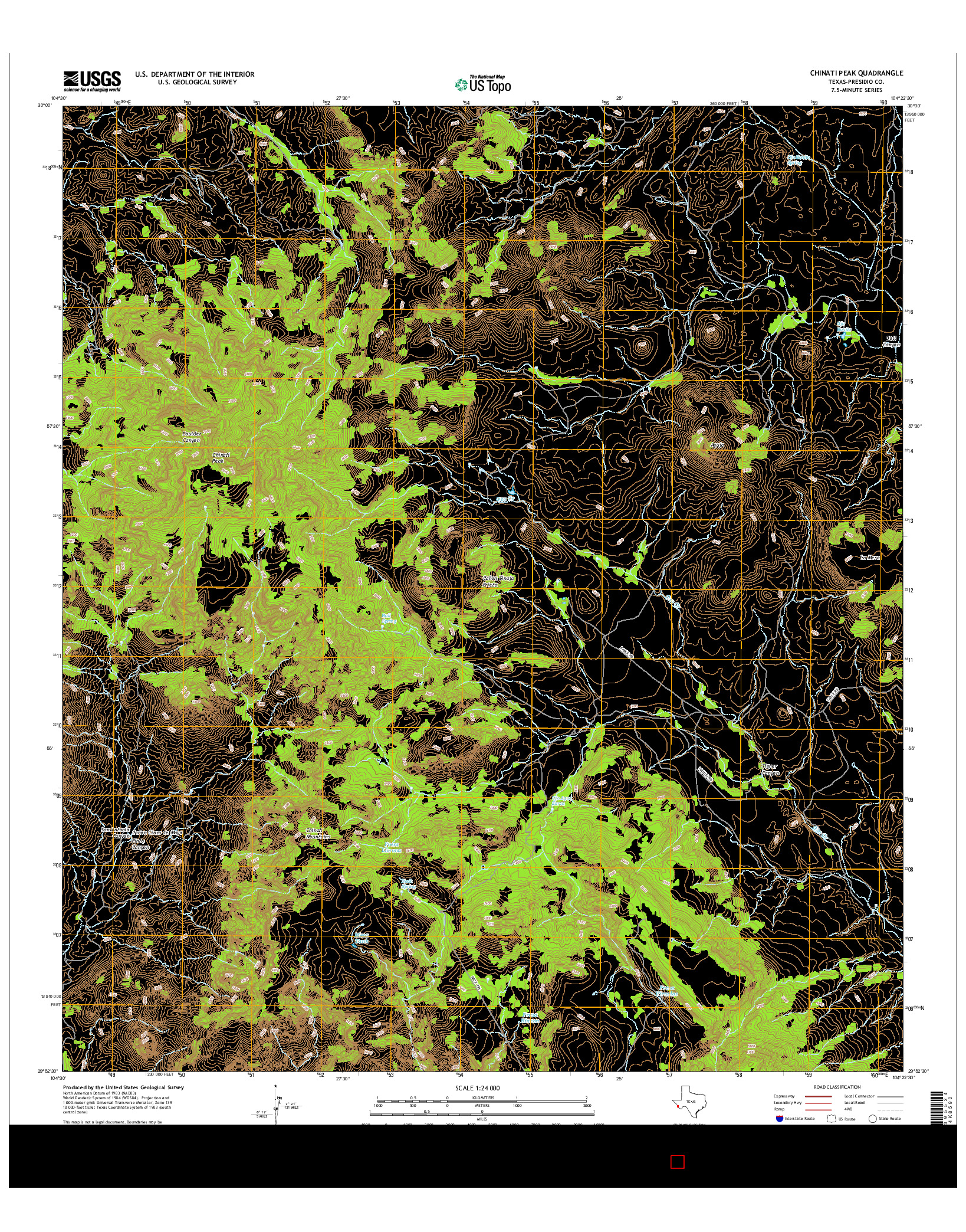 USGS US TOPO 7.5-MINUTE MAP FOR CHINATI PEAK, TX 2016