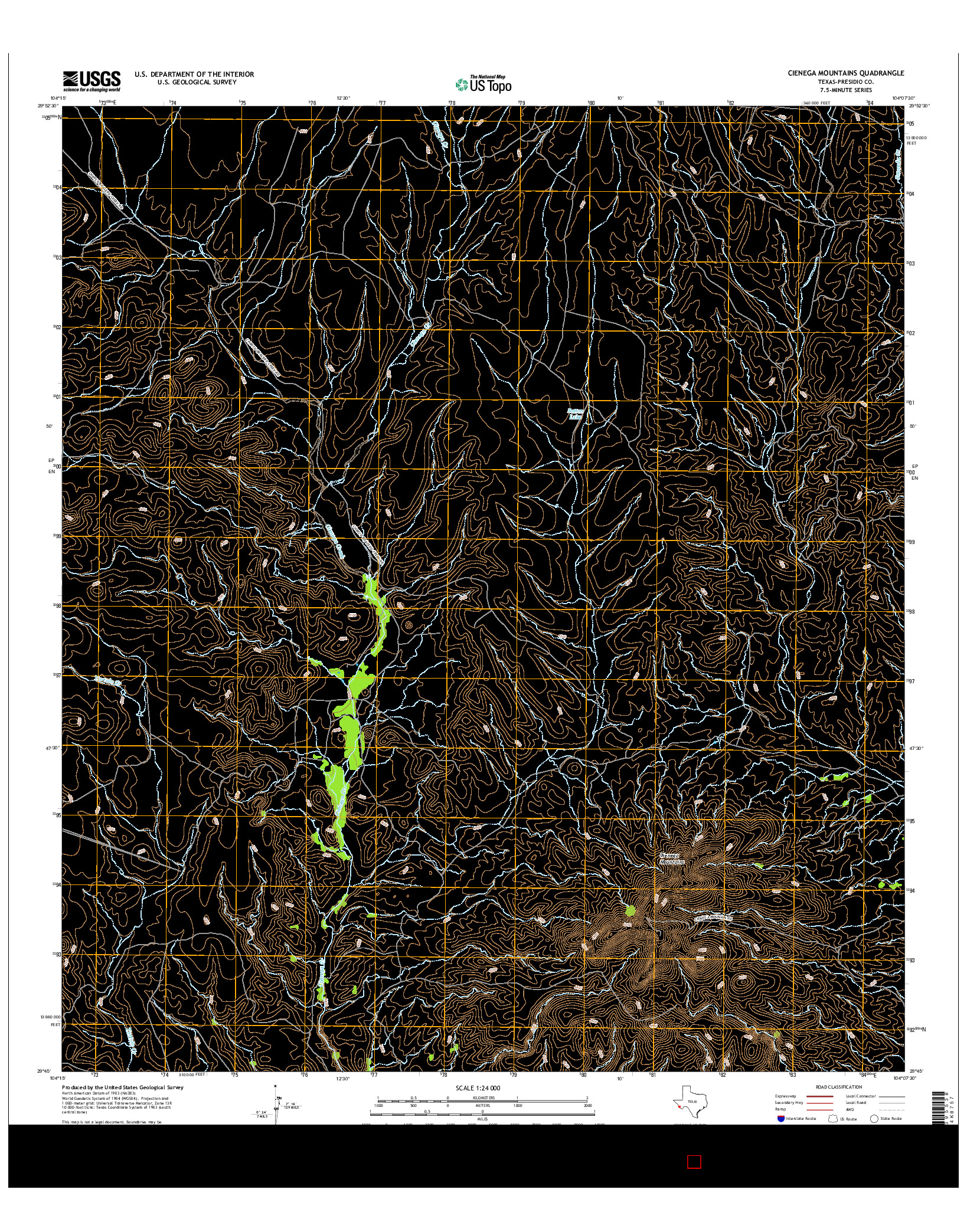 USGS US TOPO 7.5-MINUTE MAP FOR CIENEGA MOUNTAINS, TX 2016