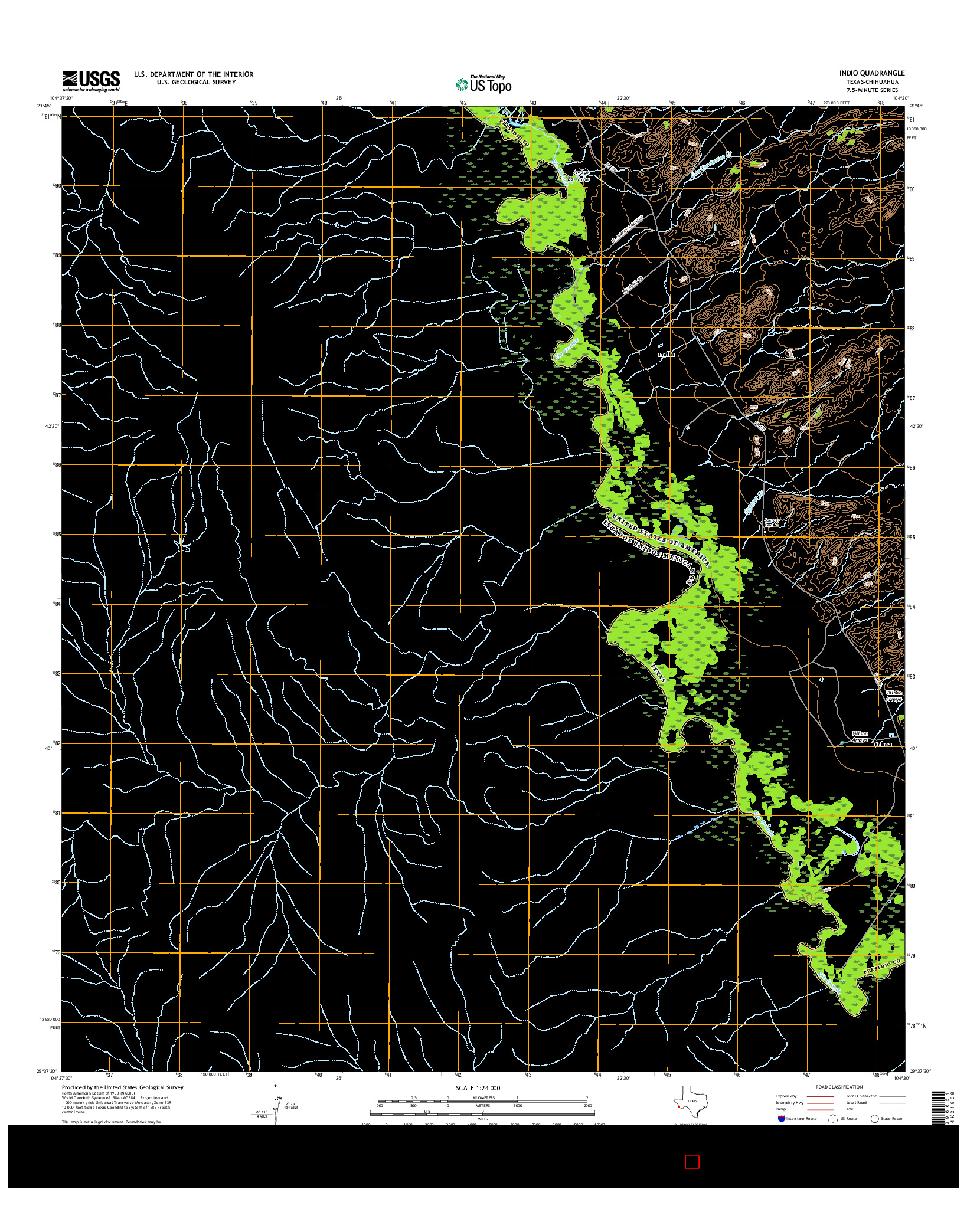 USGS US TOPO 7.5-MINUTE MAP FOR INDIO, TX-CHH 2016