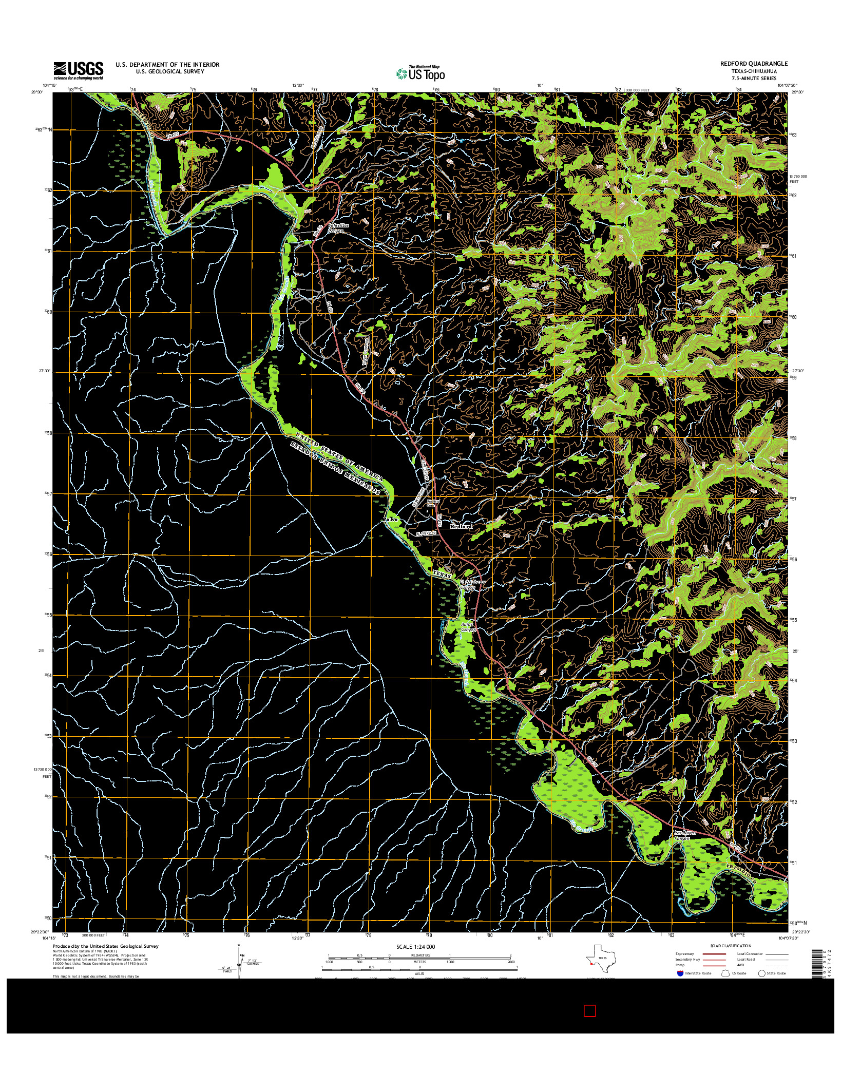 USGS US TOPO 7.5-MINUTE MAP FOR REDFORD, TX-CHH 2016