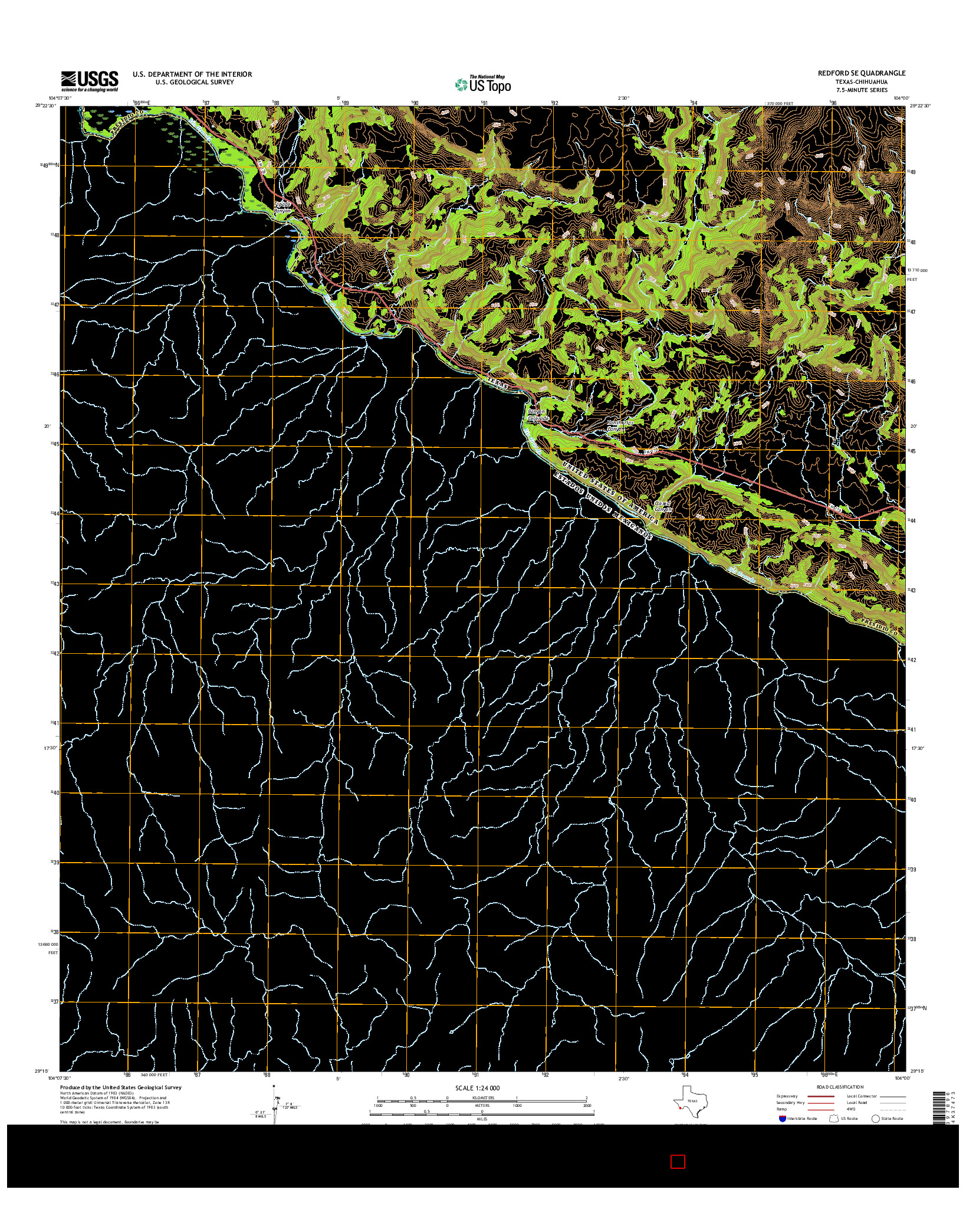 USGS US TOPO 7.5-MINUTE MAP FOR REDFORD SE, TX-CHH 2016