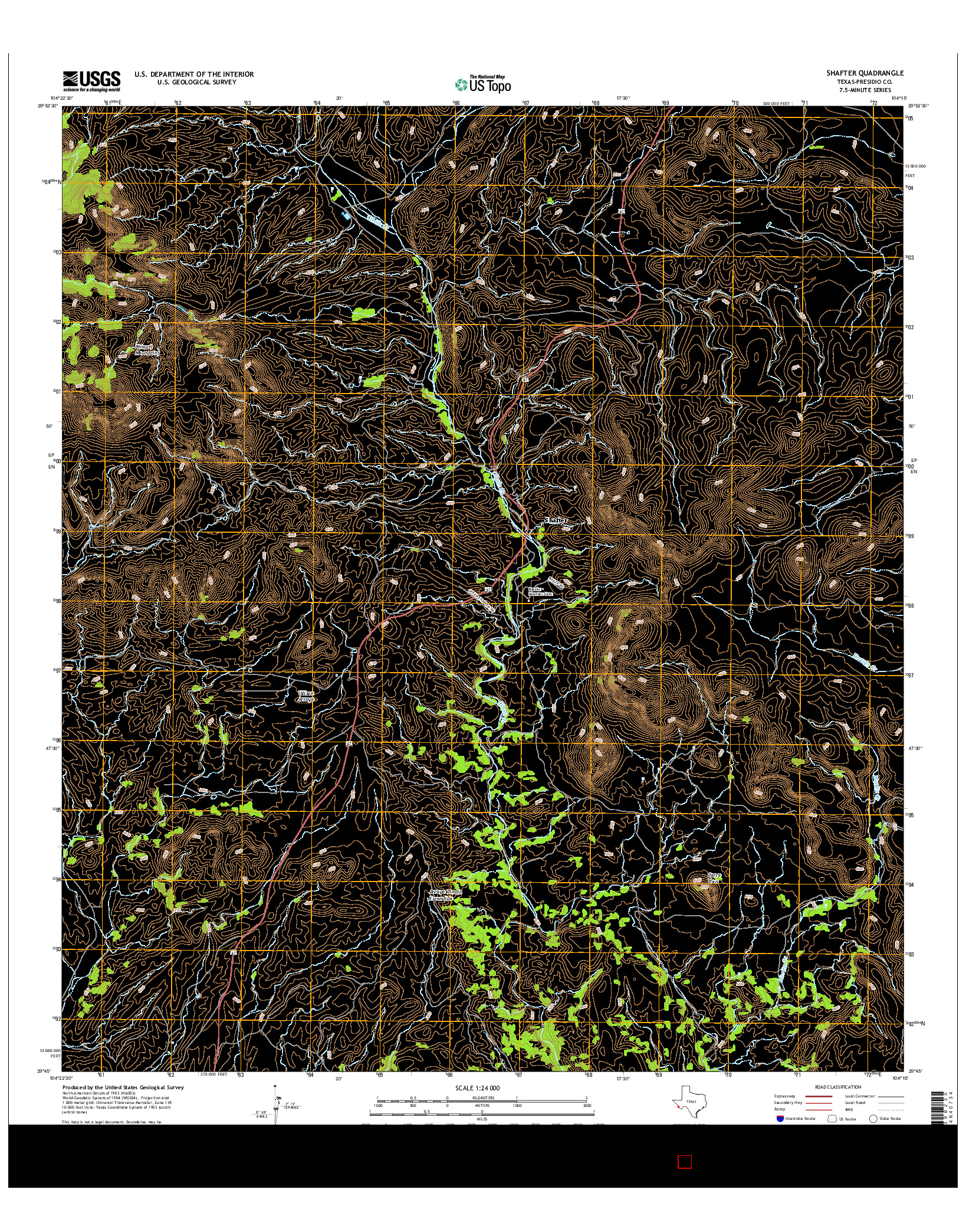 USGS US TOPO 7.5-MINUTE MAP FOR SHAFTER, TX 2016