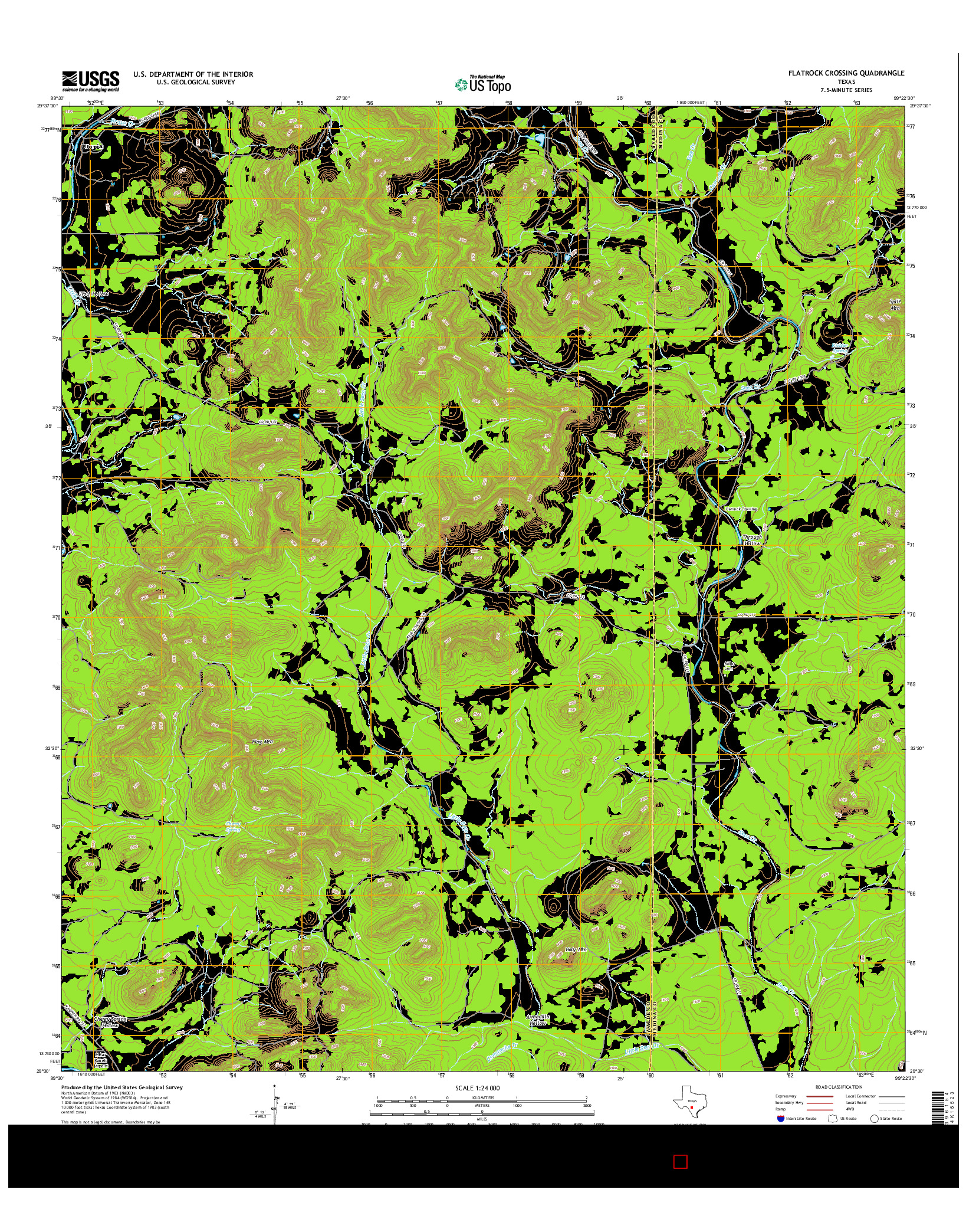 USGS US TOPO 7.5-MINUTE MAP FOR FLATROCK CROSSING, TX 2016