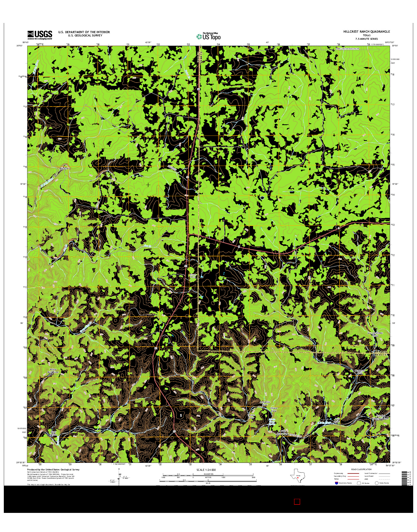 USGS US TOPO 7.5-MINUTE MAP FOR HILLCREST RANCH, TX 2016