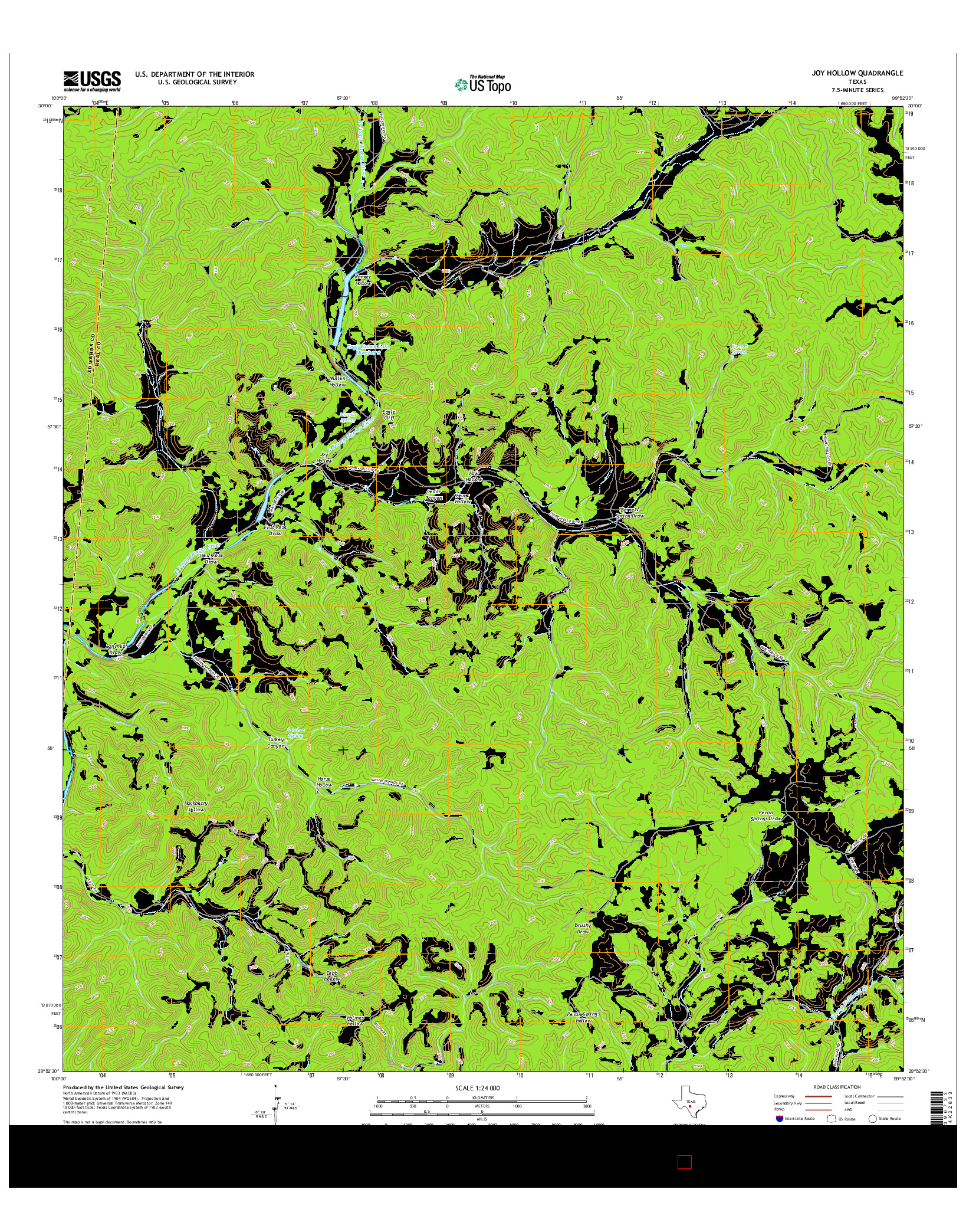 USGS US TOPO 7.5-MINUTE MAP FOR JOY HOLLOW, TX 2016