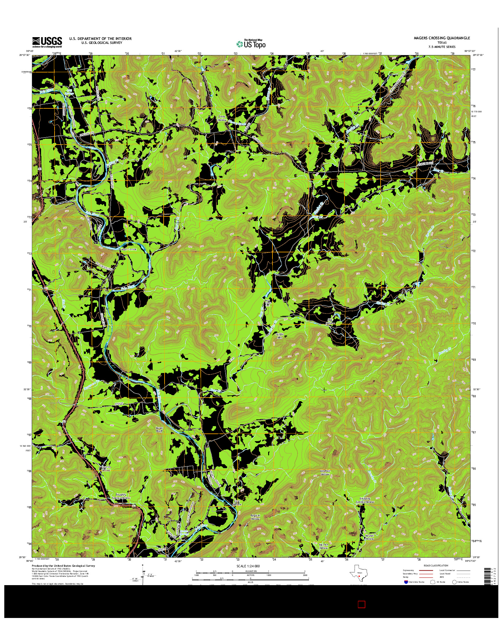 USGS US TOPO 7.5-MINUTE MAP FOR MAGERS CROSSING, TX 2016