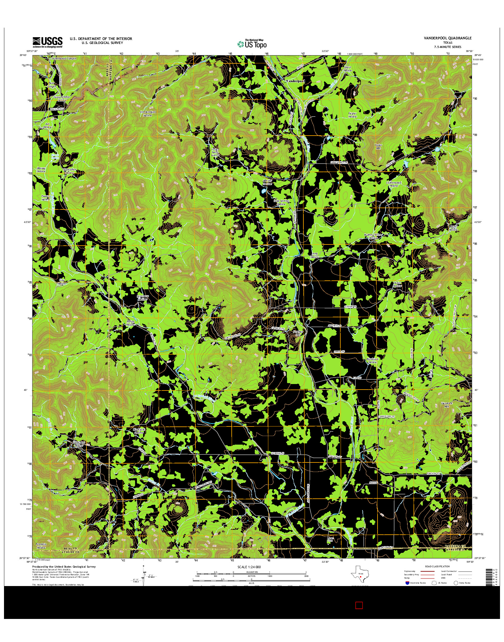 USGS US TOPO 7.5-MINUTE MAP FOR VANDERPOOL, TX 2016