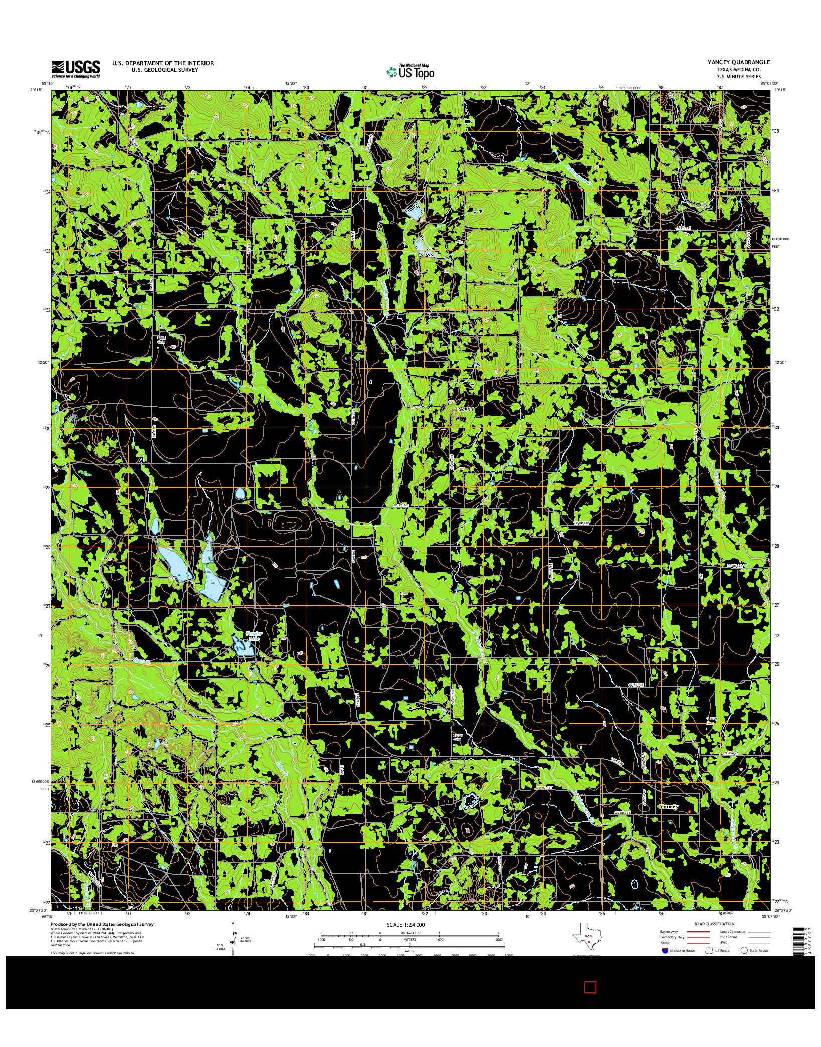 USGS US TOPO 7.5-MINUTE MAP FOR YANCEY, TX 2016