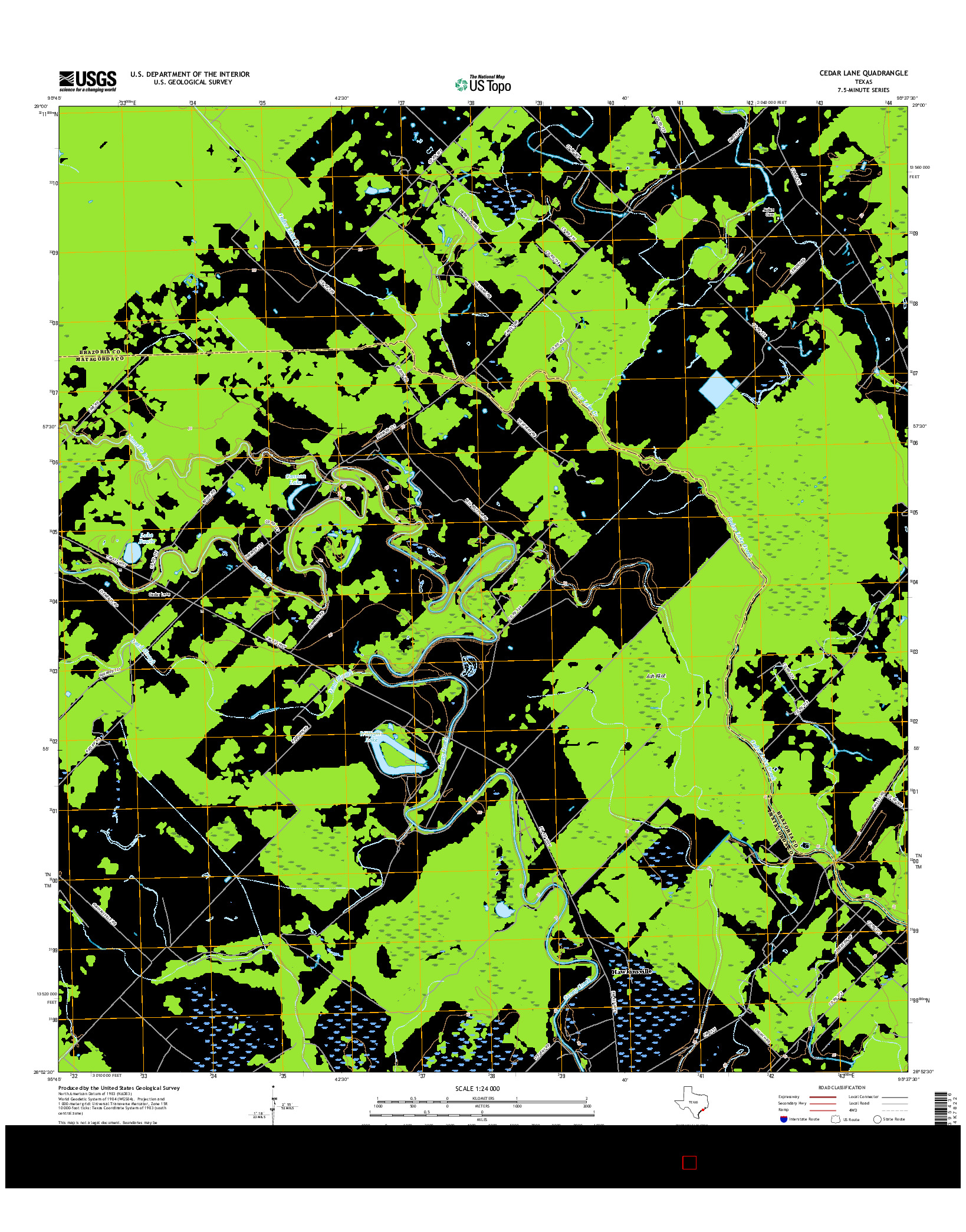 USGS US TOPO 7.5-MINUTE MAP FOR CEDAR LANE, TX 2016