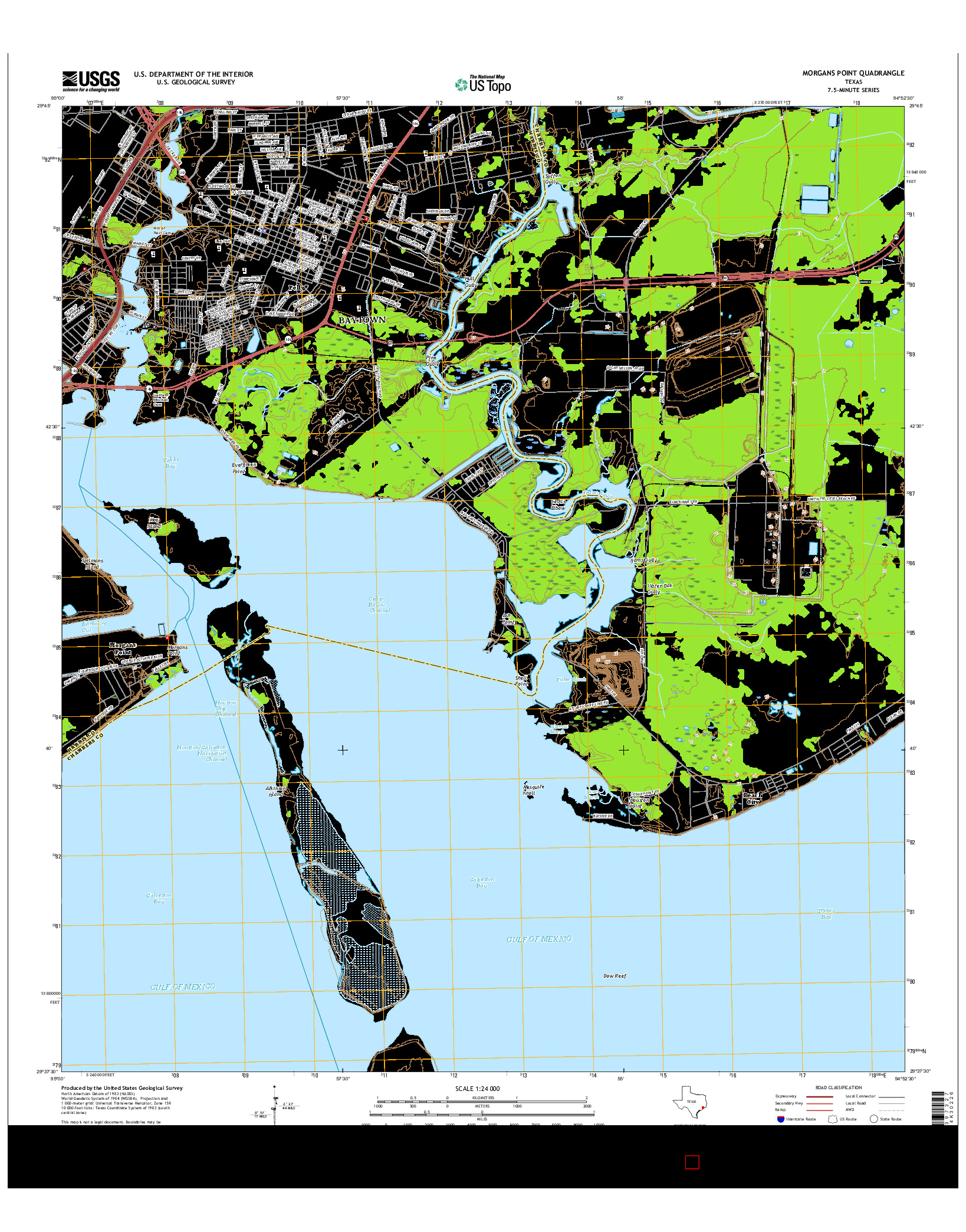 USGS US TOPO 7.5-MINUTE MAP FOR MORGANS POINT, TX 2016