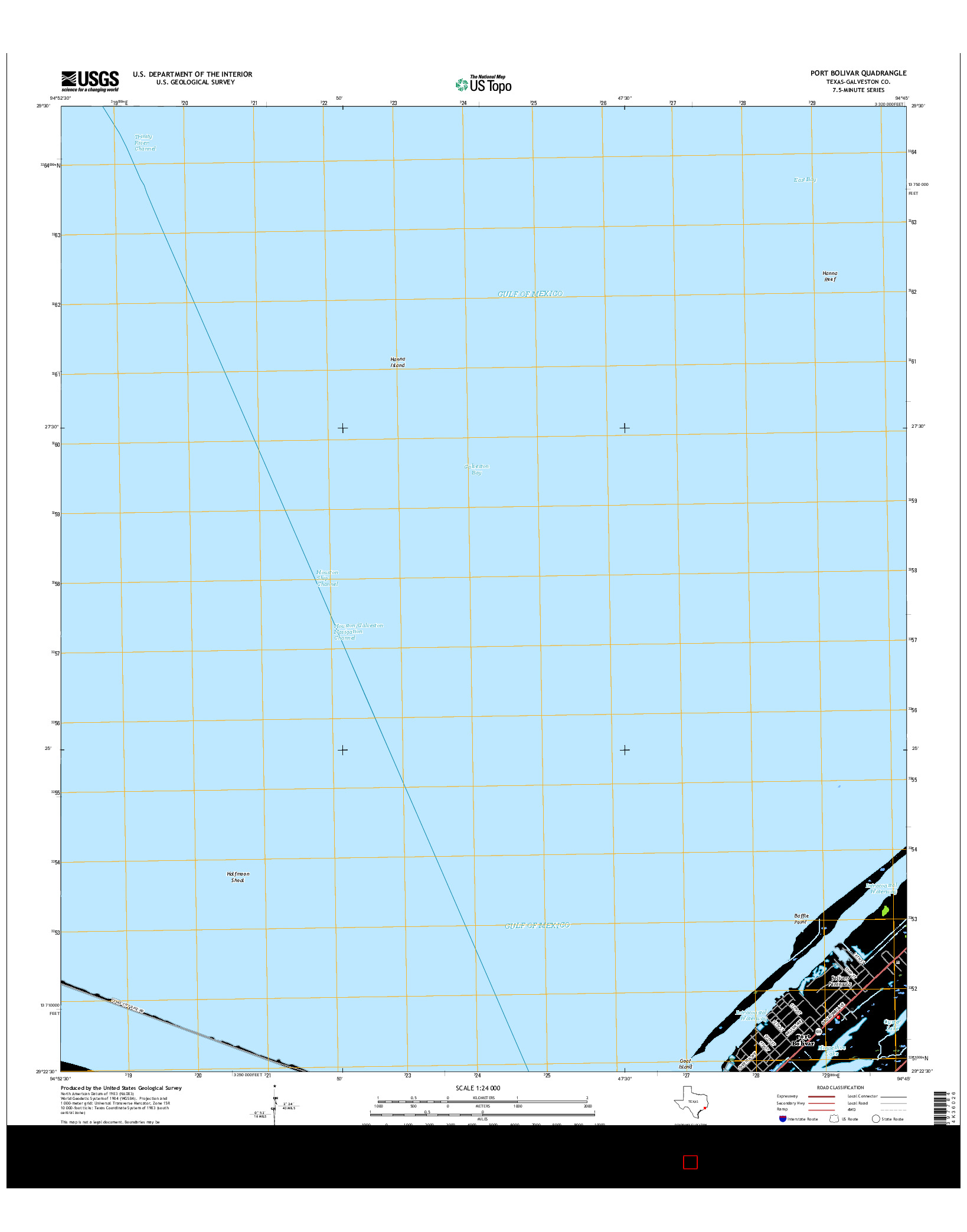 USGS US TOPO 7.5-MINUTE MAP FOR PORT BOLIVAR, TX 2016