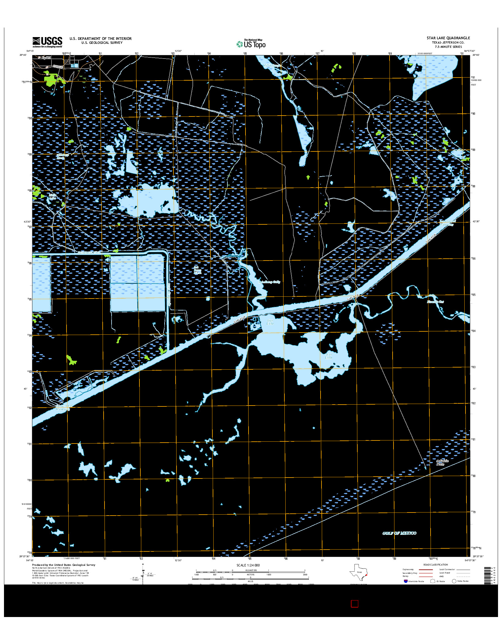 USGS US TOPO 7.5-MINUTE MAP FOR STAR LAKE, TX 2016