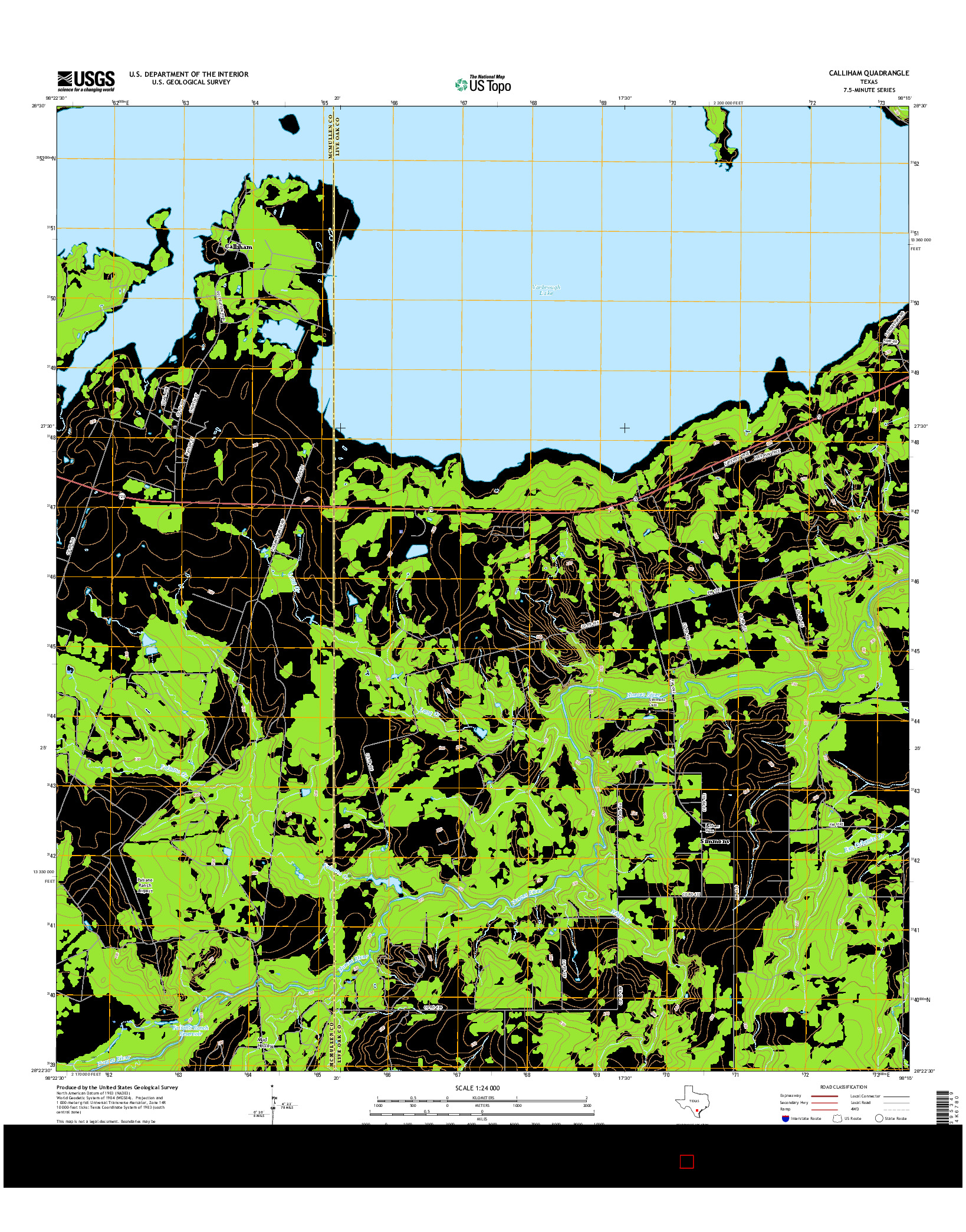 USGS US TOPO 7.5-MINUTE MAP FOR CALLIHAM, TX 2016