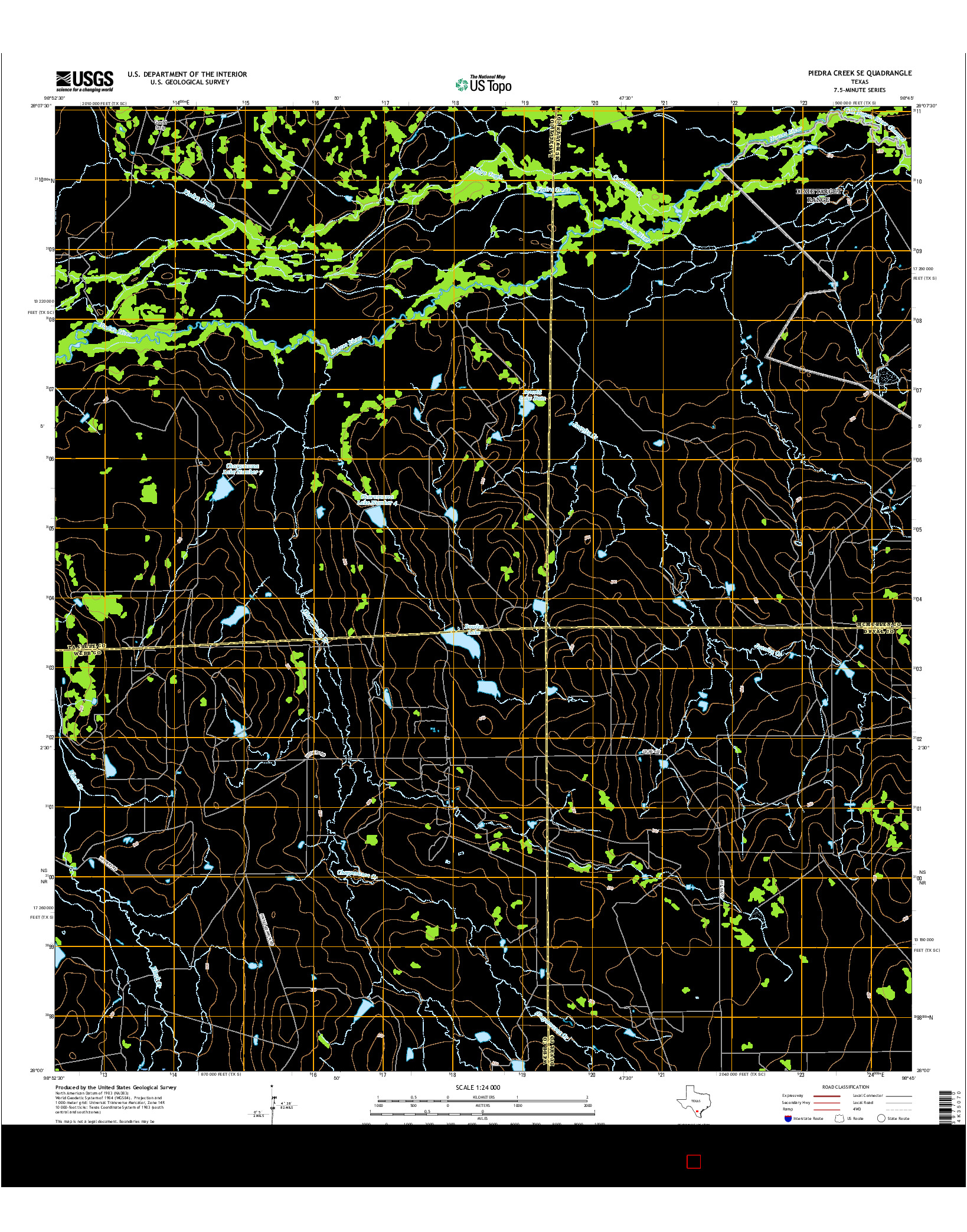 USGS US TOPO 7.5-MINUTE MAP FOR PIEDRA CREEK SE, TX 2016