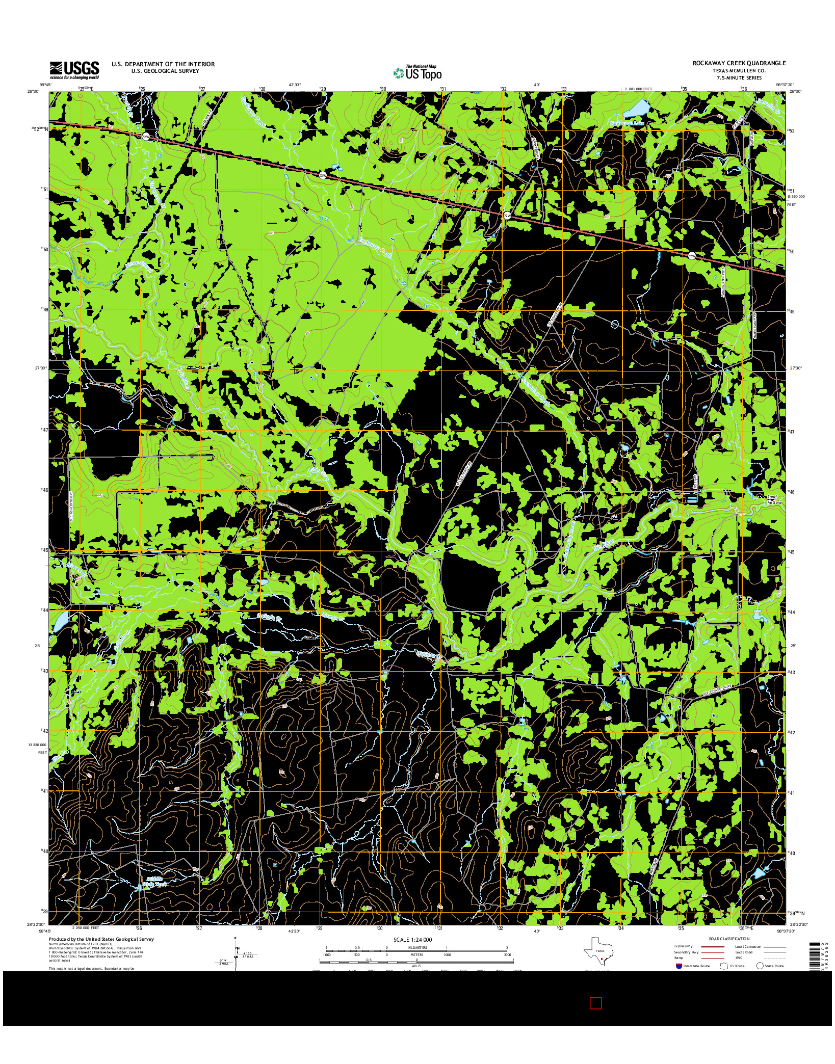 USGS US TOPO 7.5-MINUTE MAP FOR ROCKAWAY CREEK, TX 2016