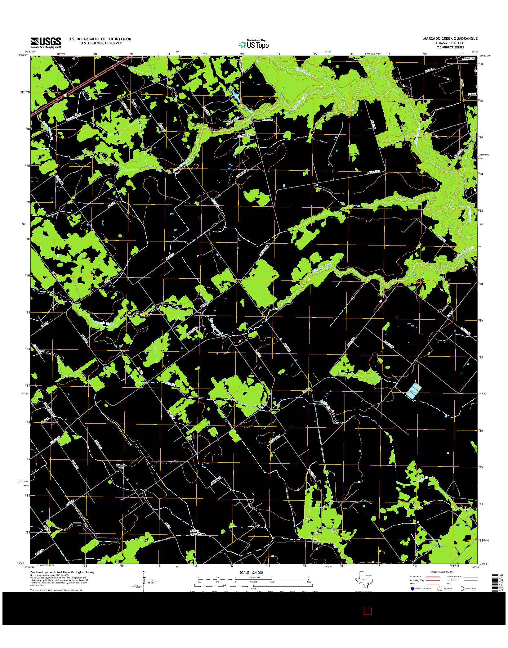 USGS US TOPO 7.5-MINUTE MAP FOR MARCADO CREEK, TX 2016