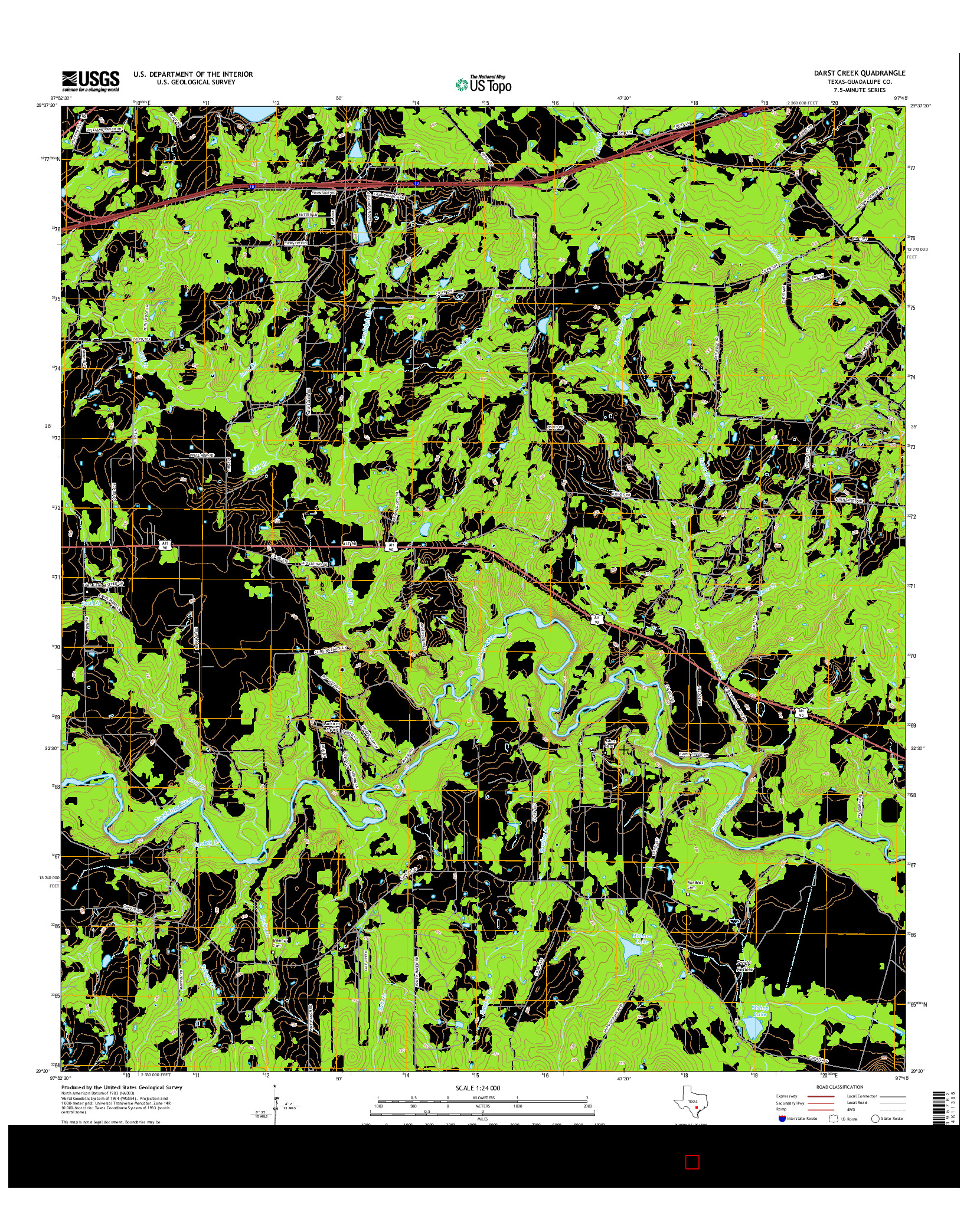 USGS US TOPO 7.5-MINUTE MAP FOR DARST CREEK, TX 2016