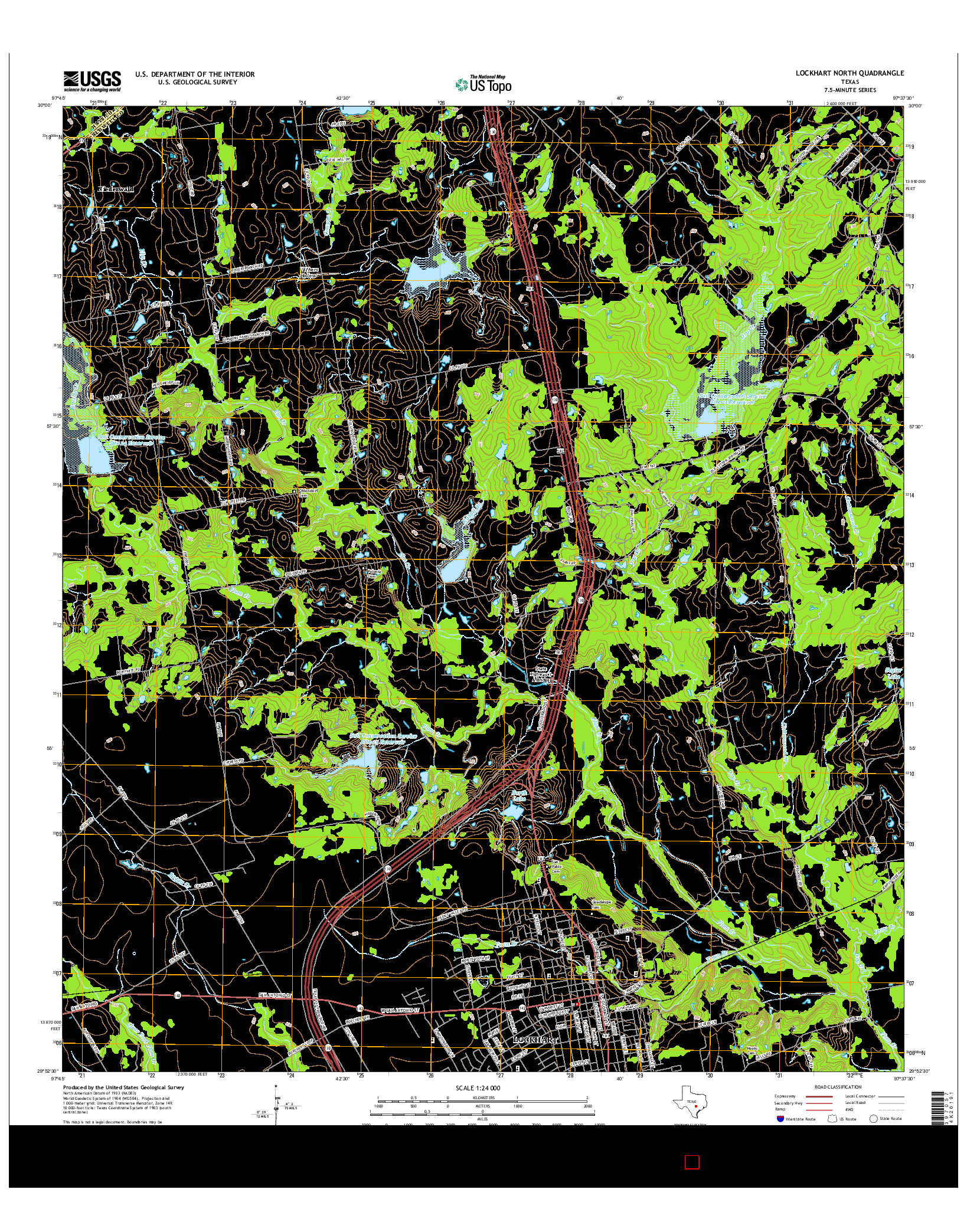 USGS US TOPO 7.5-MINUTE MAP FOR LOCKHART NORTH, TX 2016