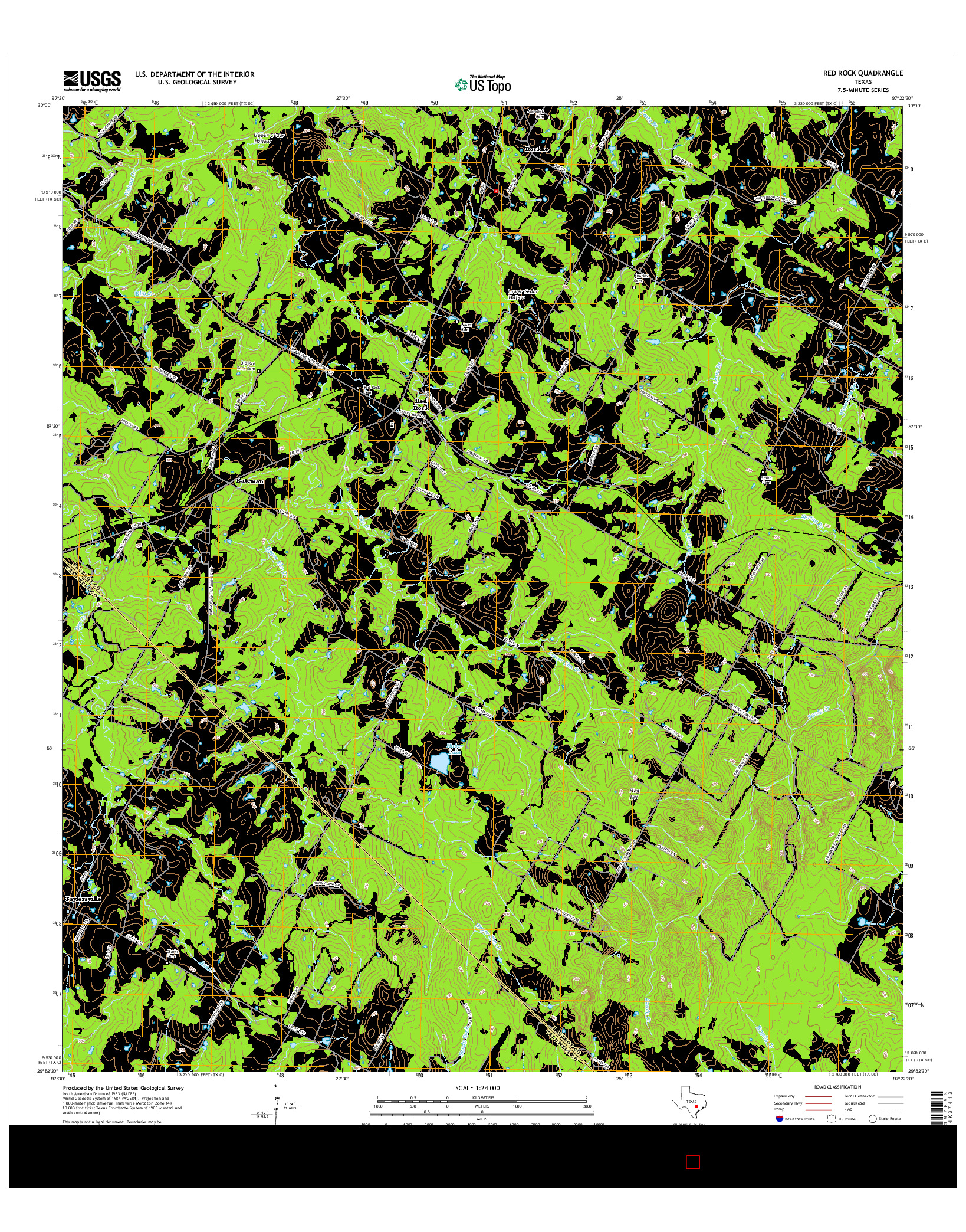 USGS US TOPO 7.5-MINUTE MAP FOR RED ROCK, TX 2016