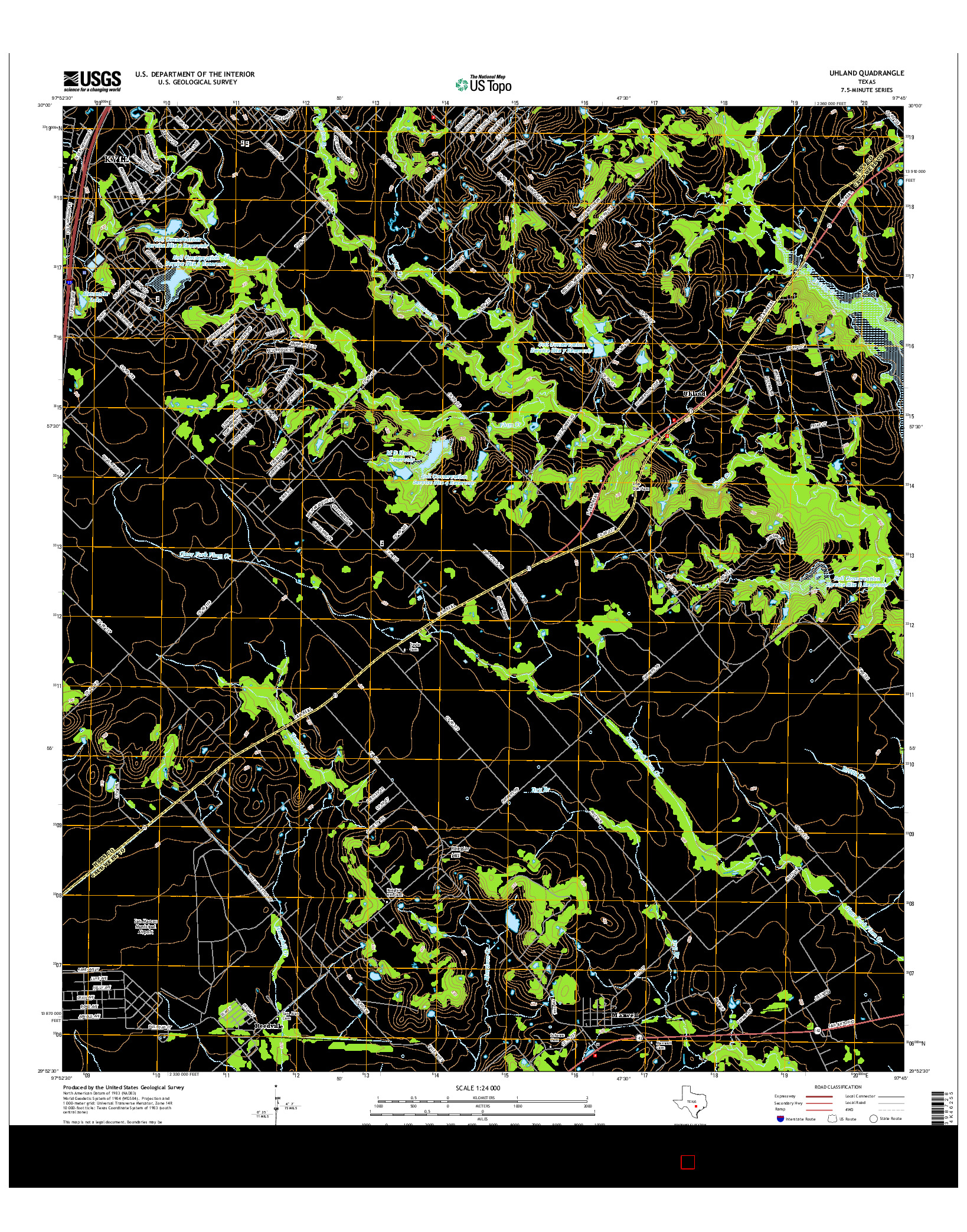 USGS US TOPO 7.5-MINUTE MAP FOR UHLAND, TX 2016