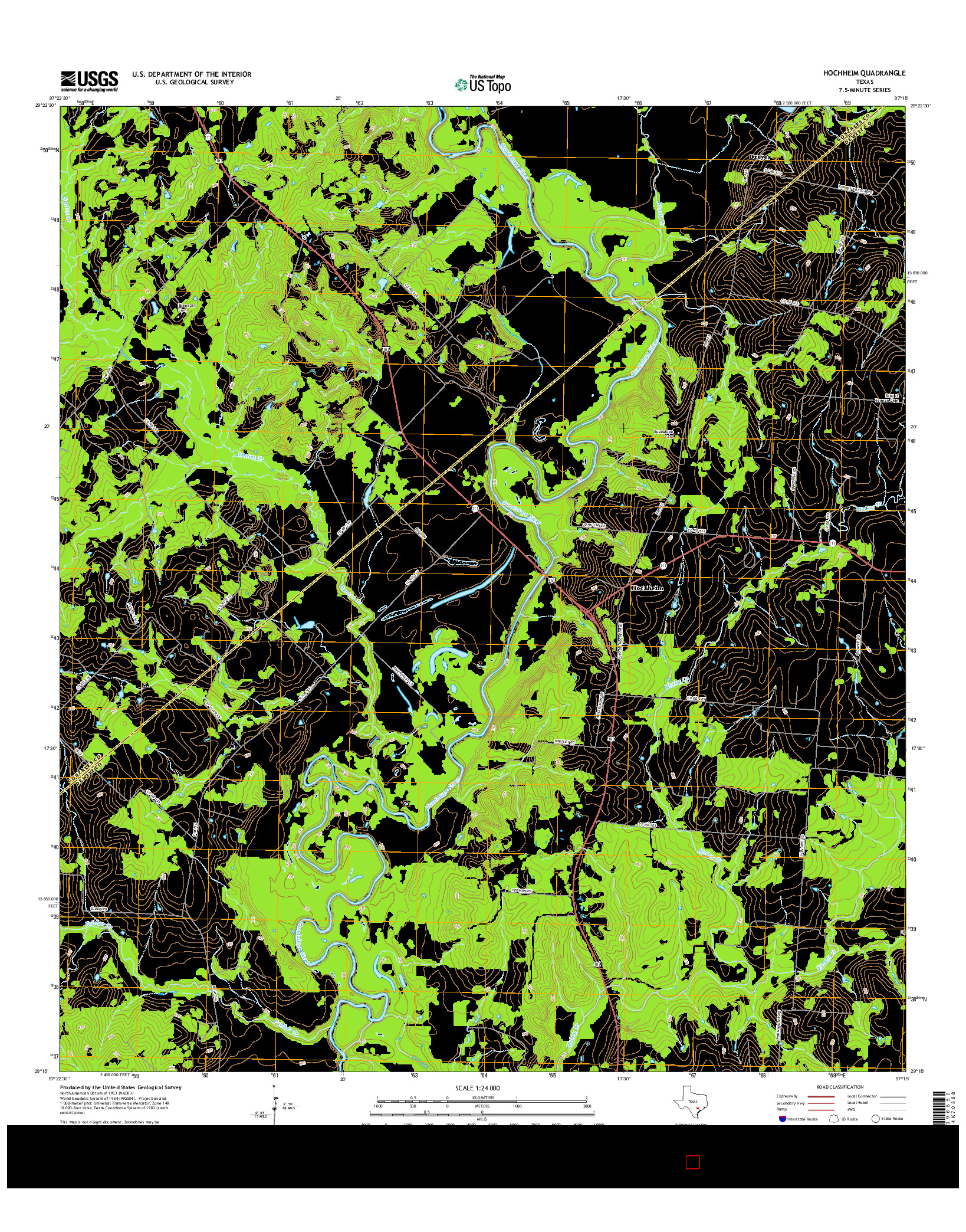 USGS US TOPO 7.5-MINUTE MAP FOR HOCHHEIM, TX 2016